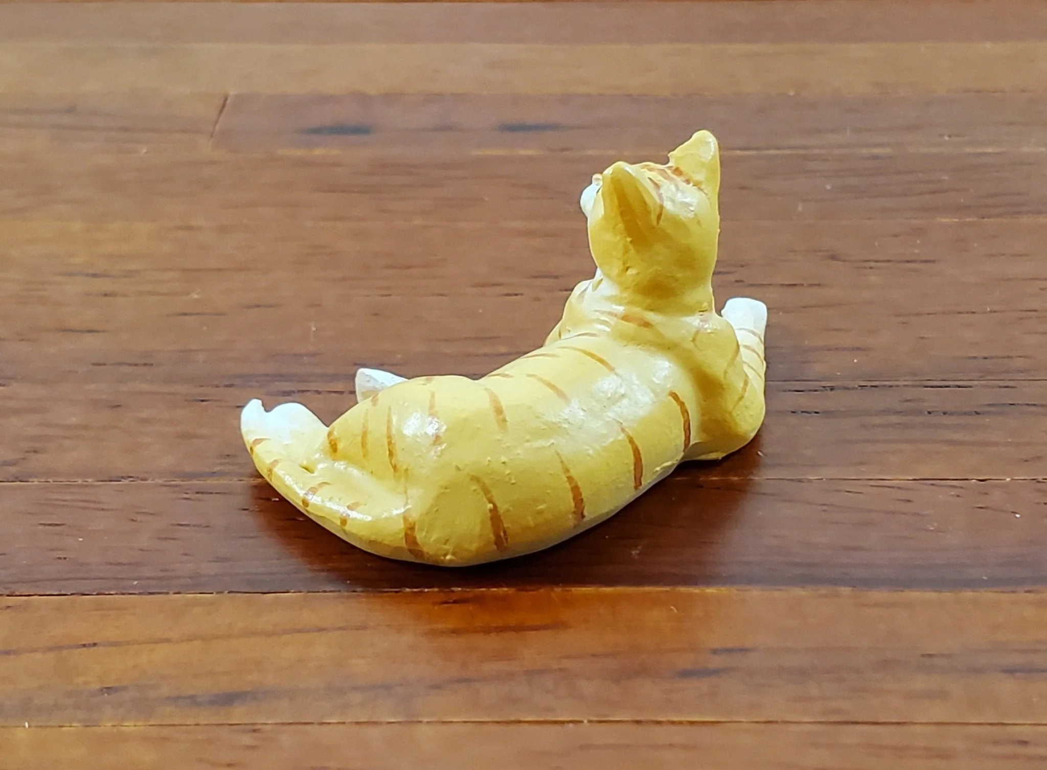 Dollhouse Kitty Cat Orange Tabby Lying Down on Side 1:12 Scale Miniature Pet - Image 3