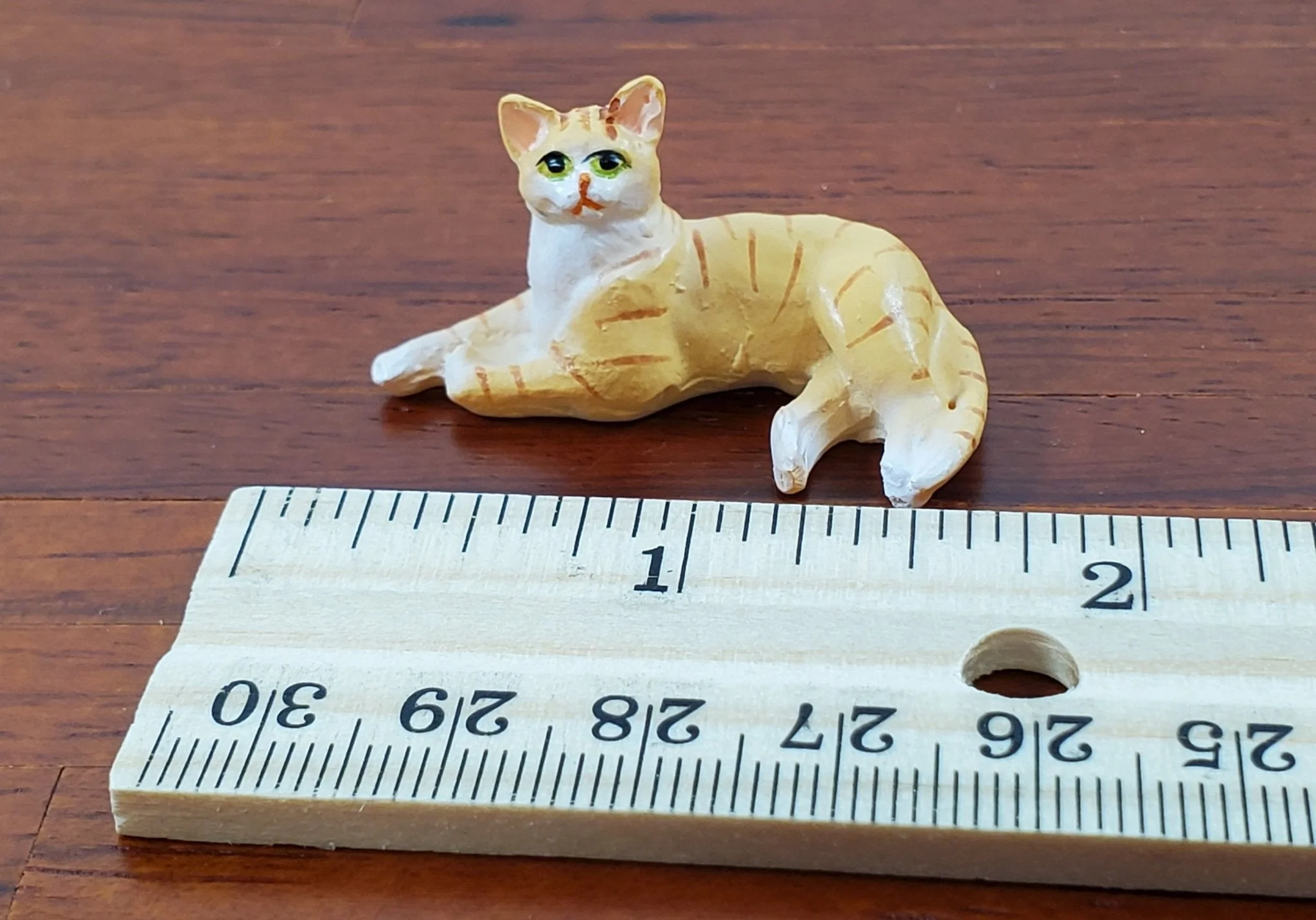 Dollhouse Kitty Cat Orange Tabby Lying Down on Side 1:12 Scale Miniature Pet - Image 6