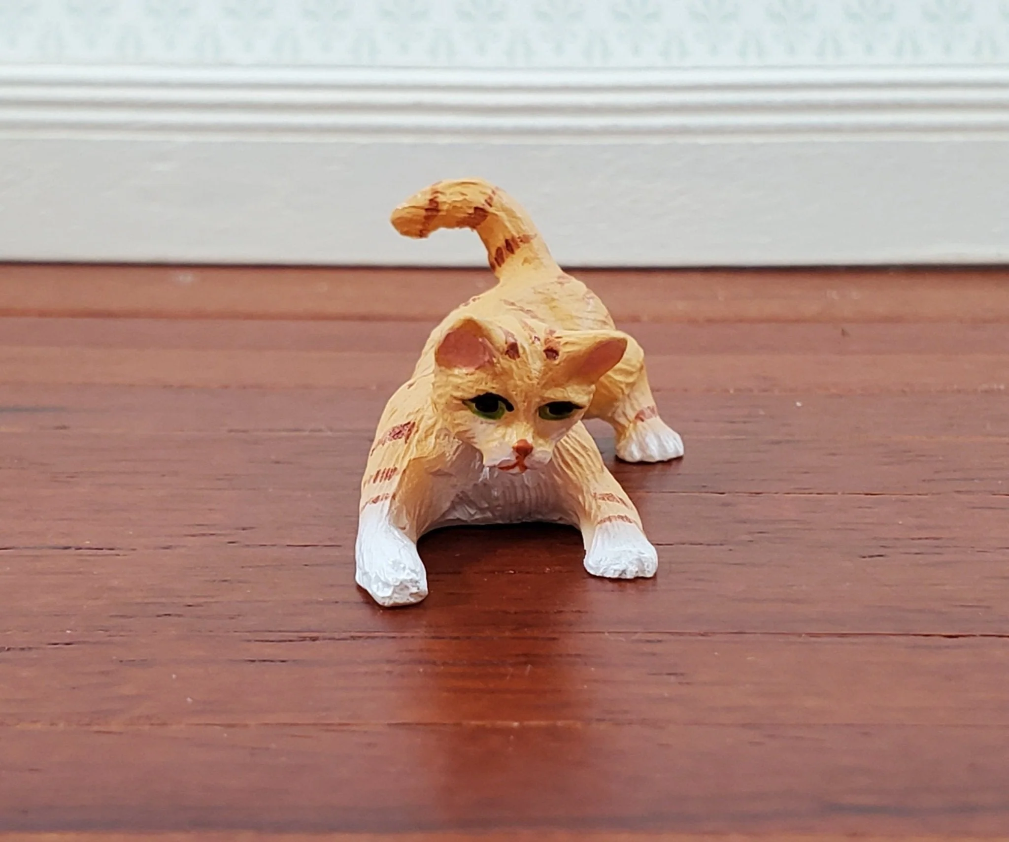 Dollhouse Kitty Cat Orange Tabby Playful Pose 1:12 Scale Miniature Pet - Image 2