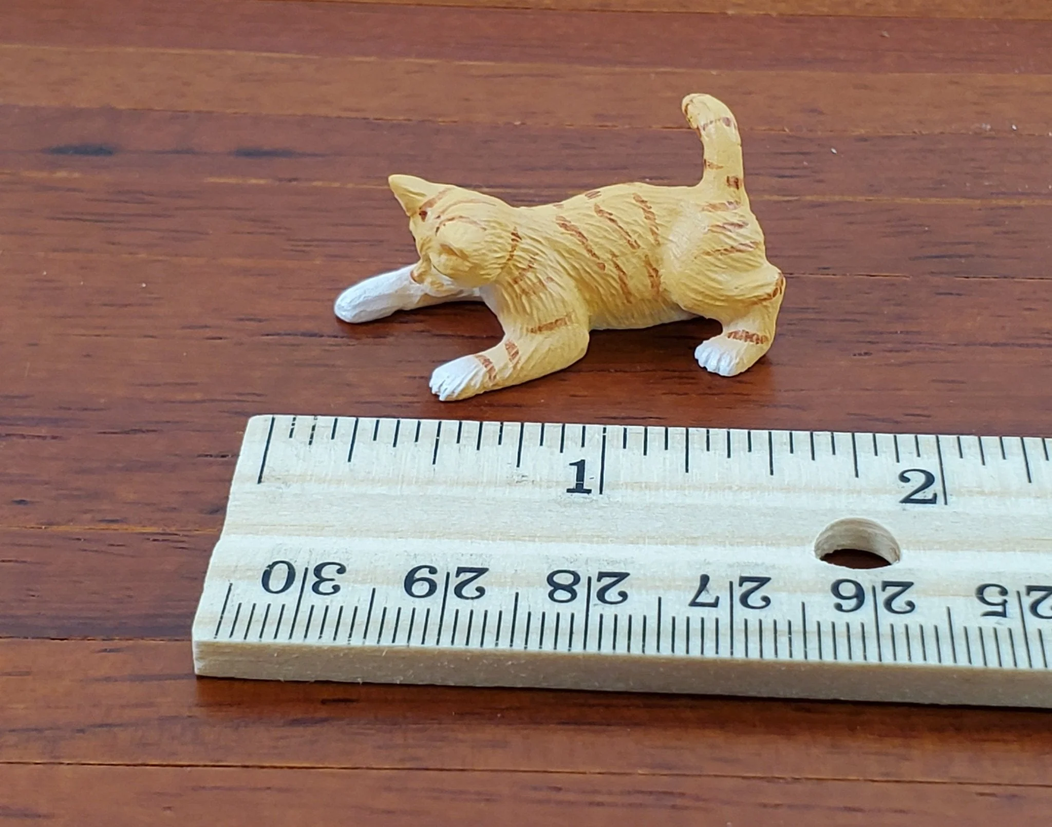 Dollhouse Kitty Cat Orange Tabby Playful Pose 1:12 Scale Miniature Pet - Image 8