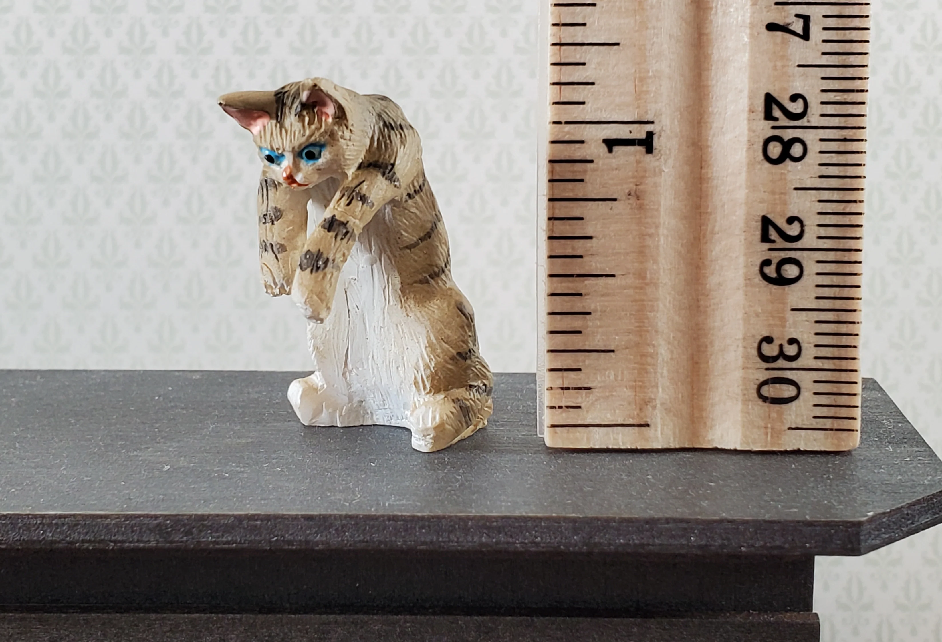 Dollhouse Kitty Cat Striped Tabby Mischievous Climbing 1:12 Scale Miniature Pet - Image 5