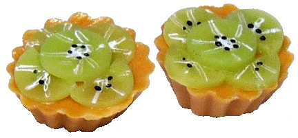 Dollhouse Kiwi Topped Cupcakes Set of 2 1:12 Scale Miniature Food