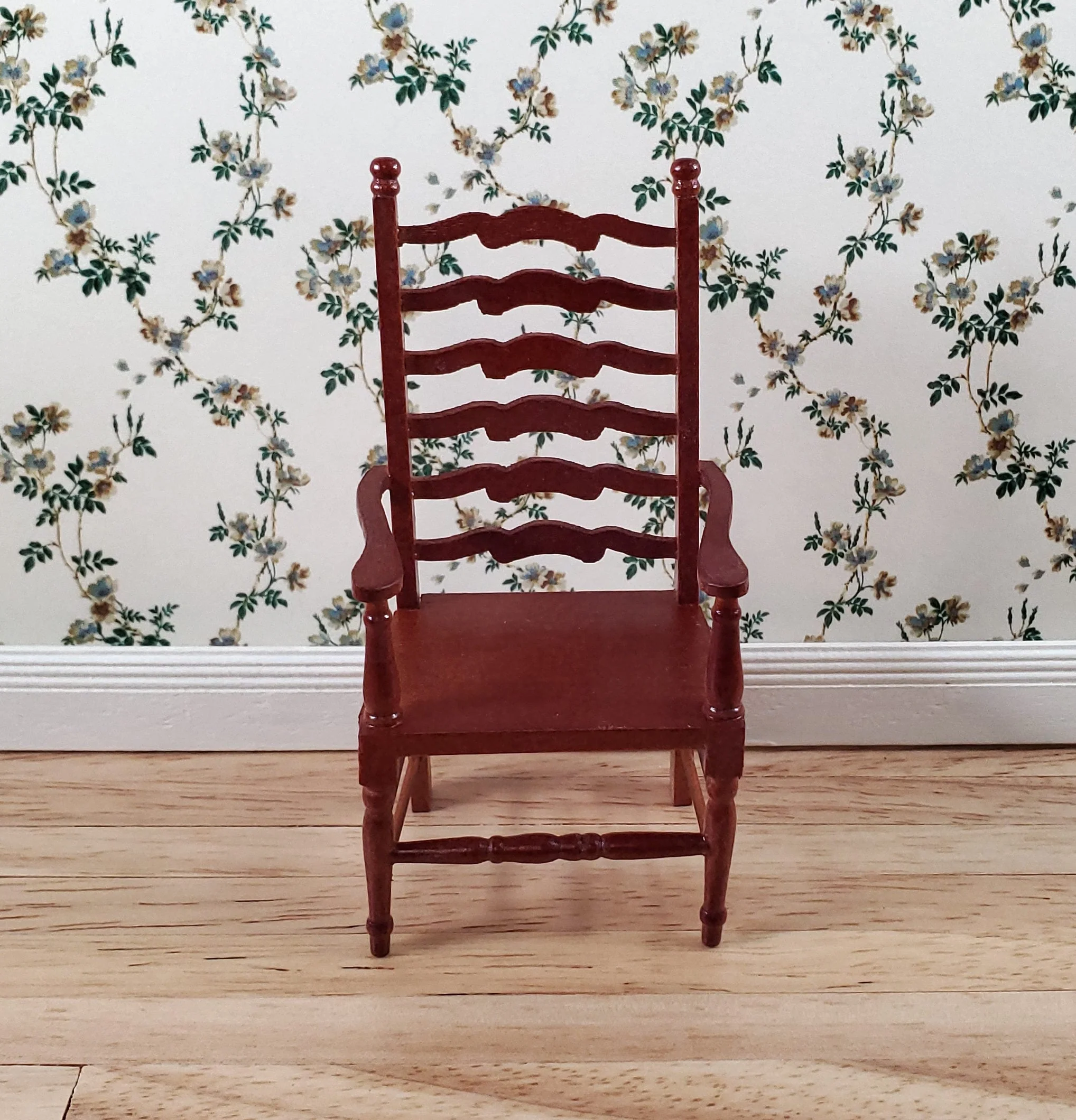 Dollhouse Ladderback Arm Chair for Kitchen or Dining Room 1:12 Scale Furniture - Image 2