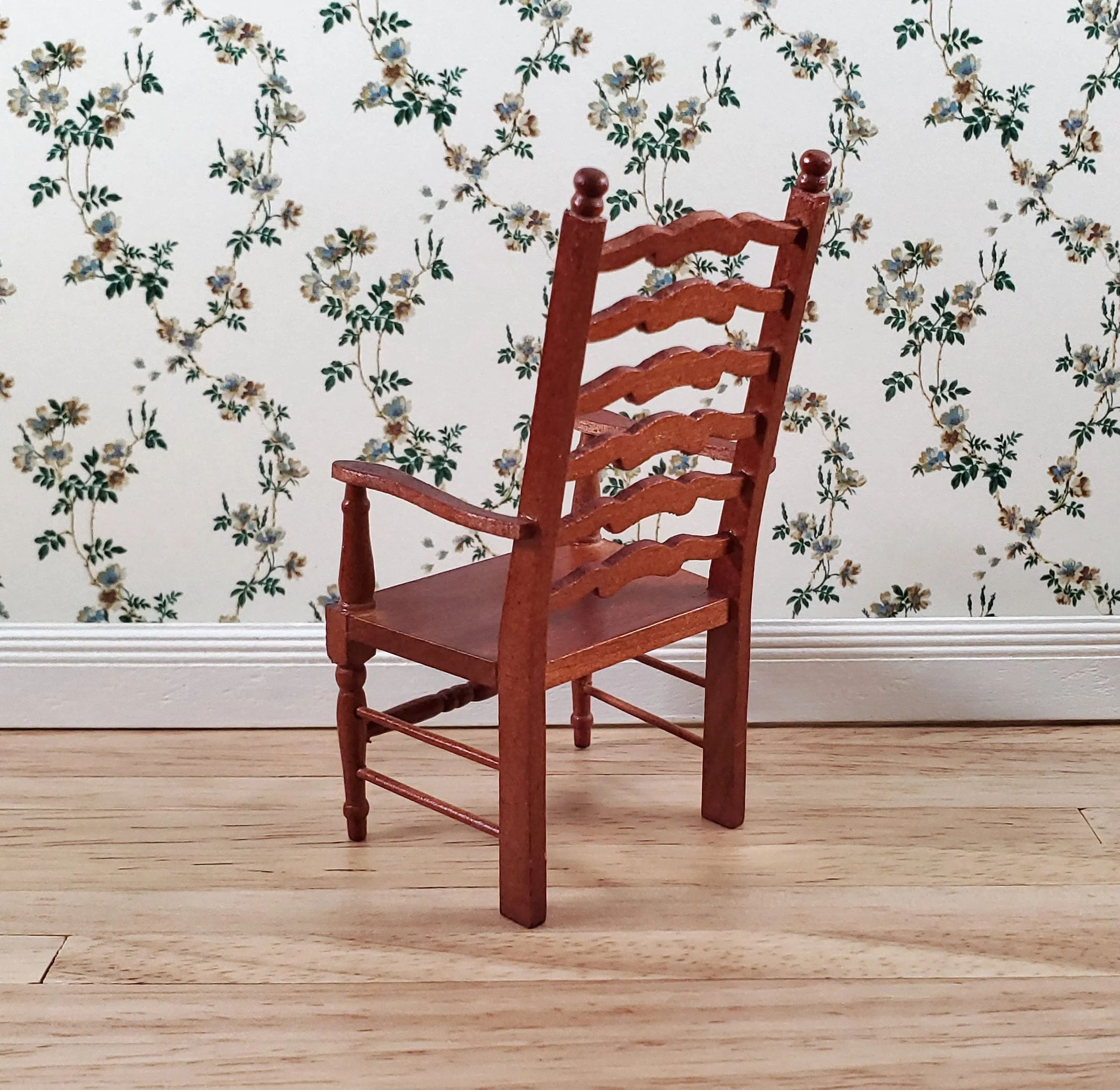 Dollhouse Ladderback Arm Chair for Kitchen or Dining Room 1:12 Scale Furniture - Image 3