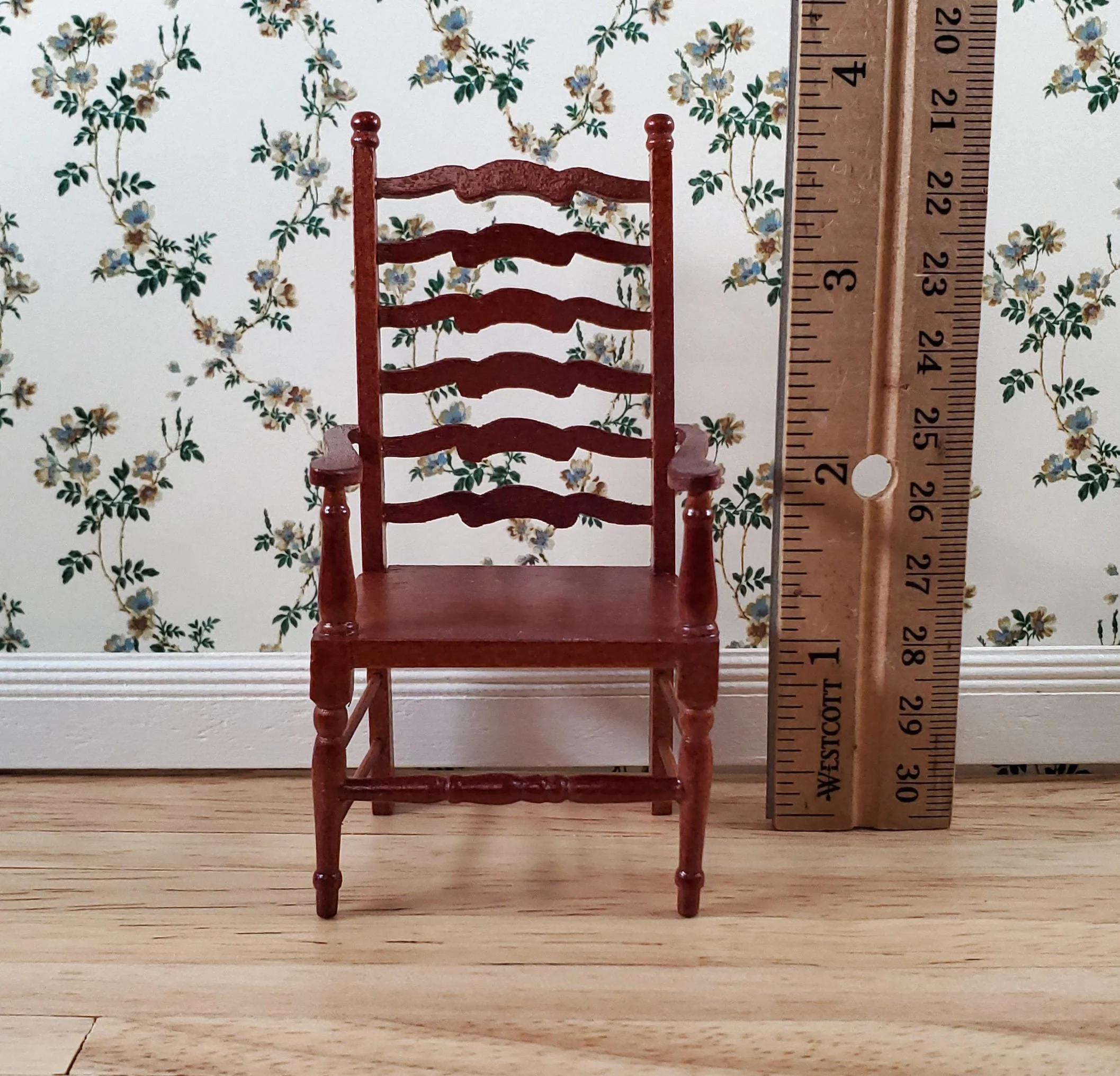 Dollhouse Ladderback Arm Chair for Kitchen or Dining Room 1:12 Scale Furniture - Image 4