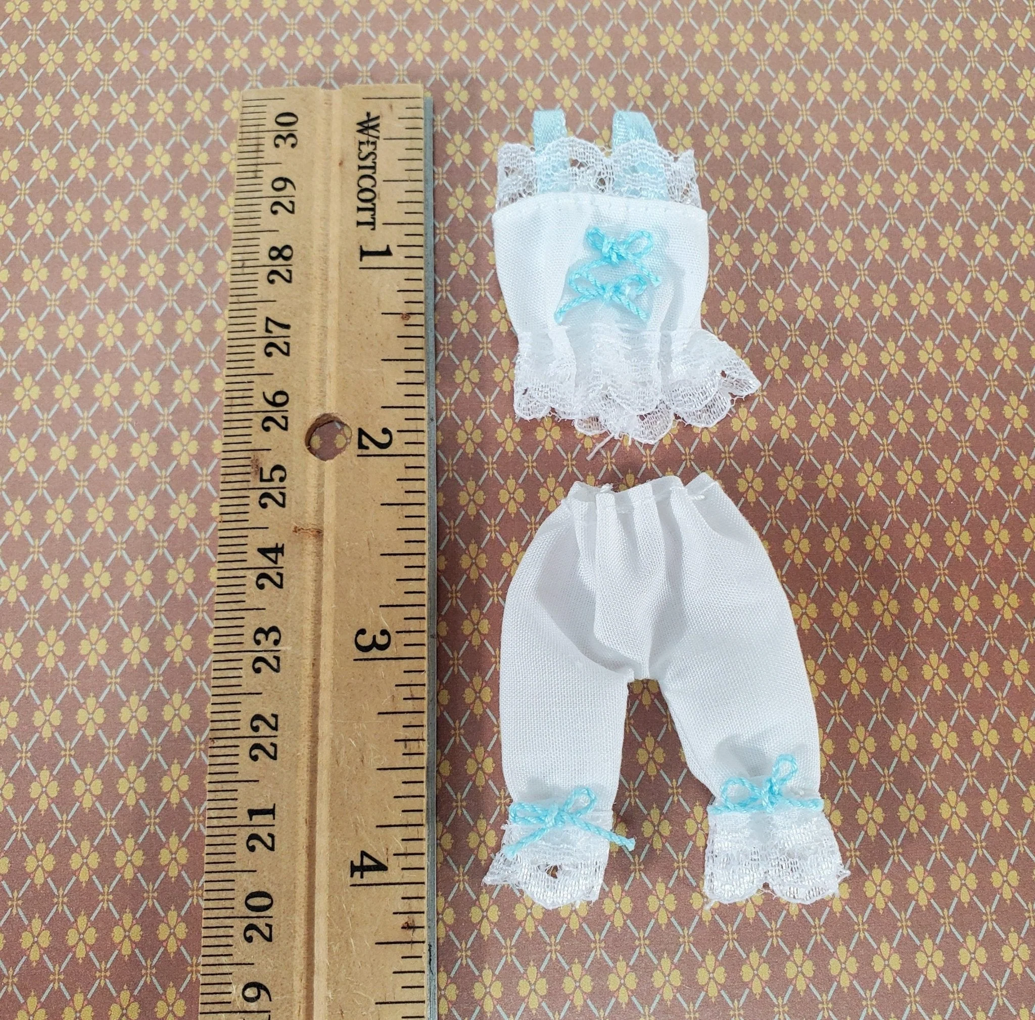 Dollhouse Ladies Lingerie Bloomers White & Blue 1:12 Scale Decoration Only - Image 3