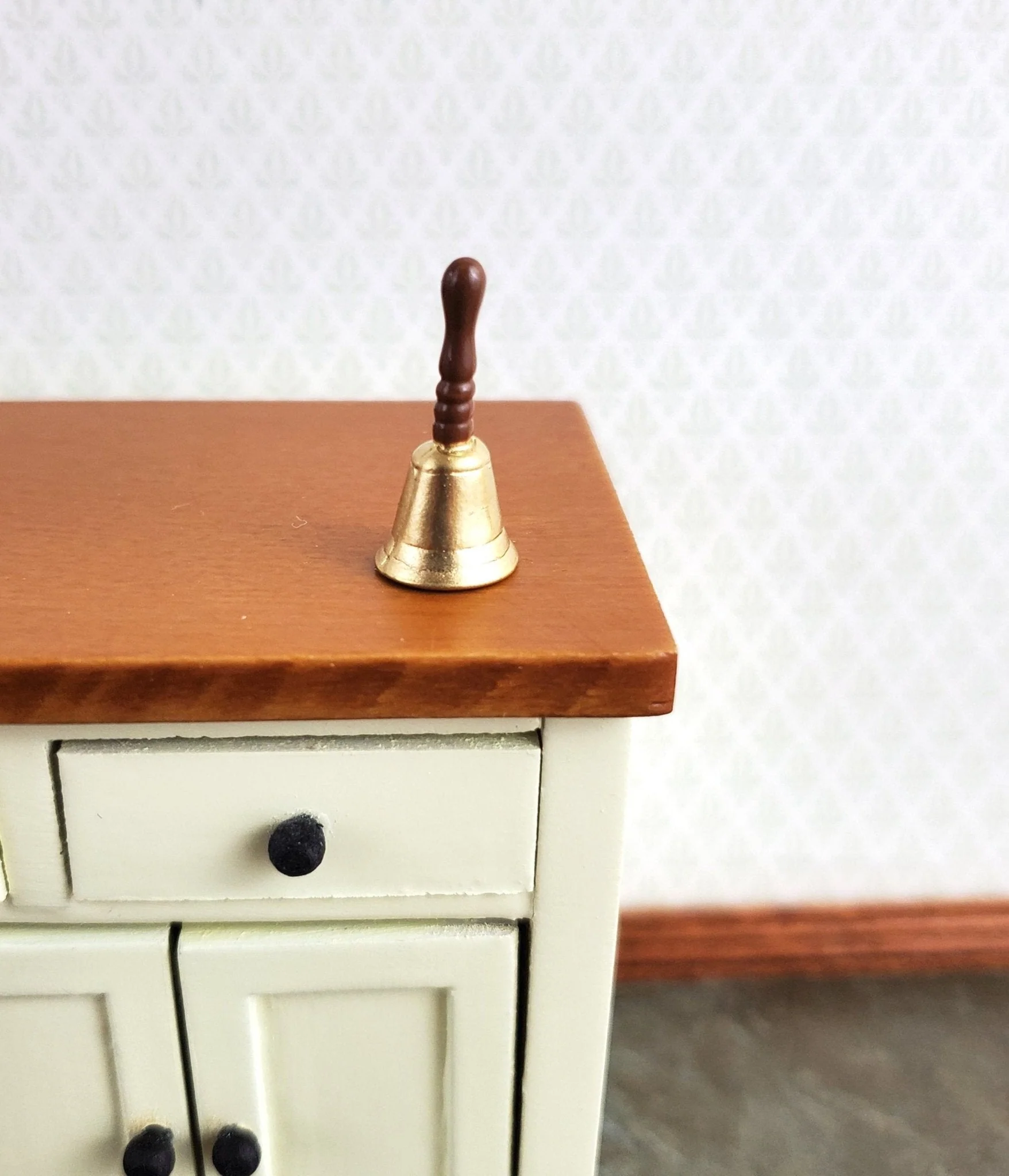 Dollhouse Large Bell for Dinner or School Metal 1:12 Scale Accessory (non-working prop)