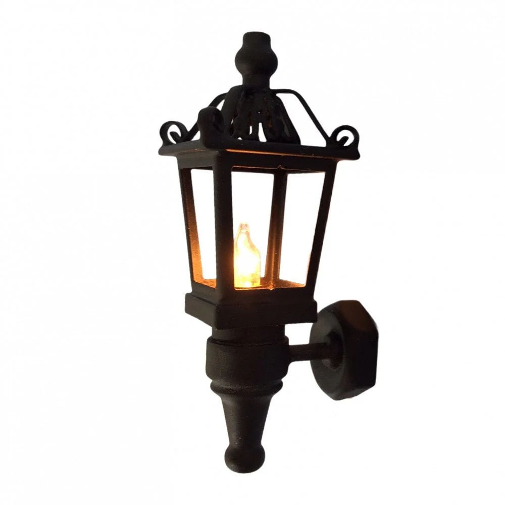 Dollhouse Large Black Coach Wall Light 1:12 Scale Miniature 12 Volt Electric Porch Light - Image 2