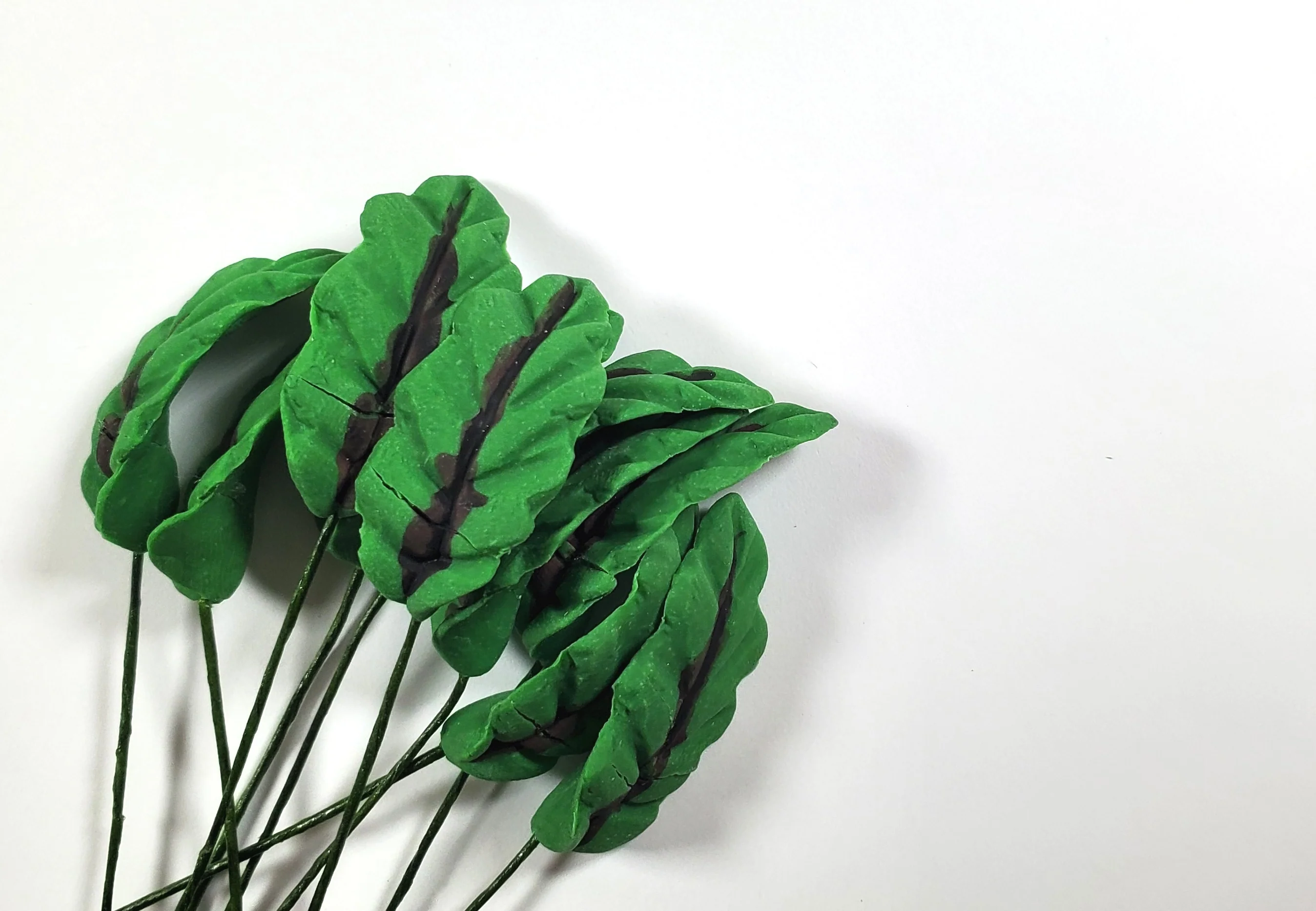Dollhouse Large Broad Green Leaves Long Stem Set of 10 1:12 Scale Miniature - Image 2