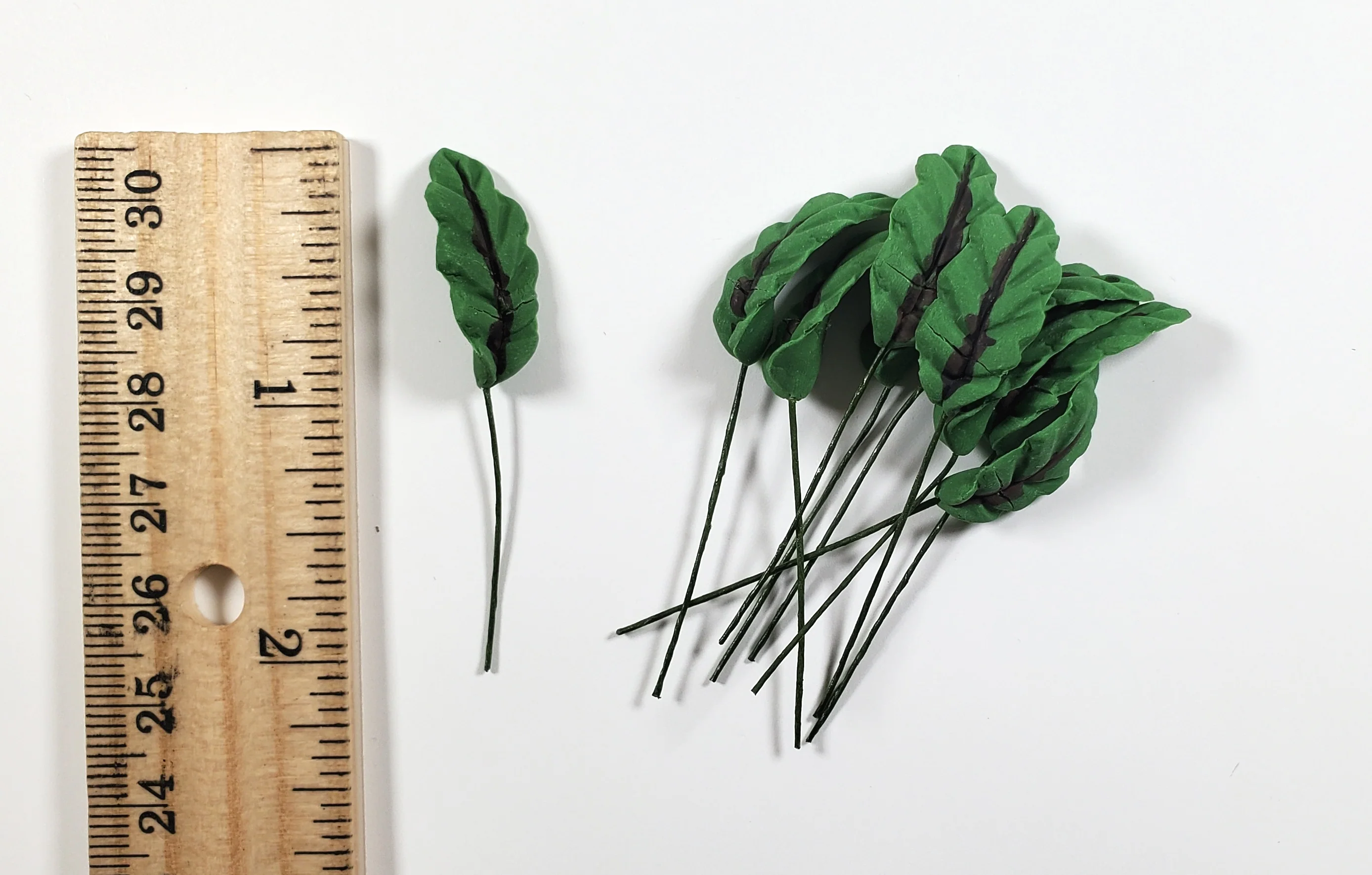 Dollhouse Large Broad Green Leaves Long Stem Set of 10 1:12 Scale Miniature - Image 3