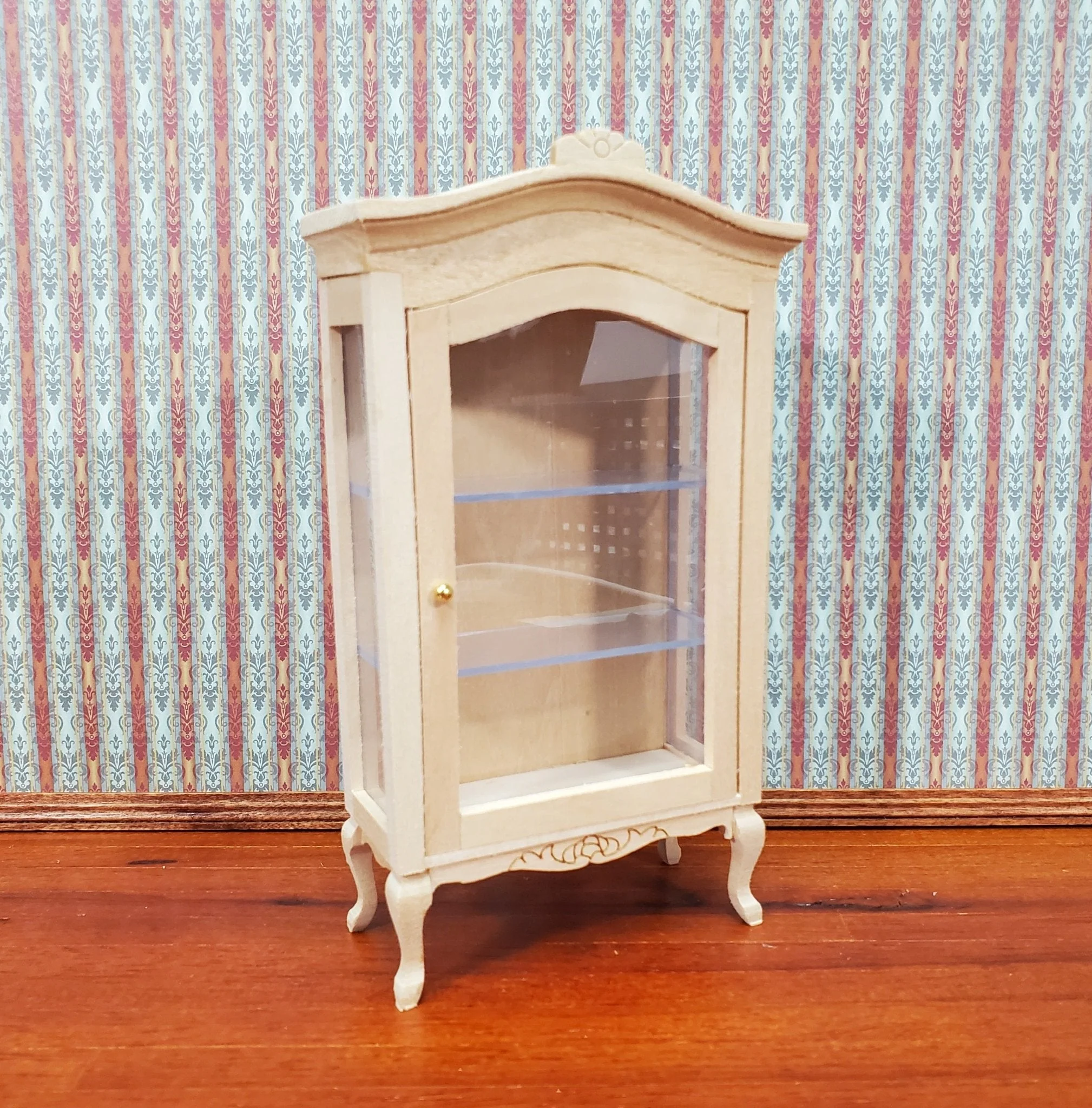Dollhouse Large Curio Cabinet with Door Unpainted Wood 1:12 Scale Miniature Furniture