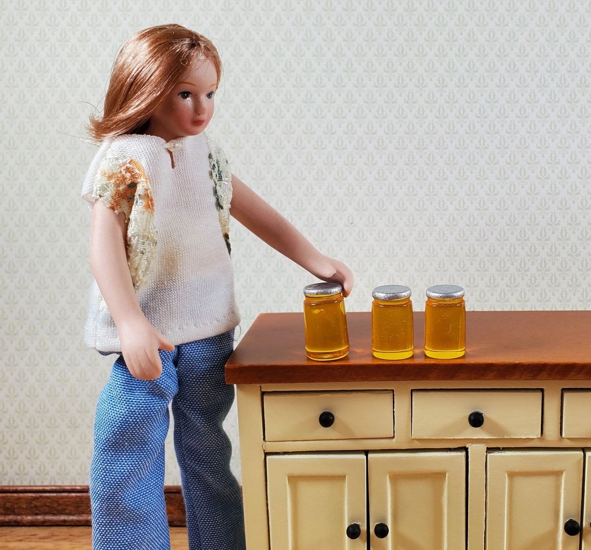 Dollhouse Large Jars of Honey Set of 3 1:12 Scale Miniature Food Groceries Kitchen - Image 2