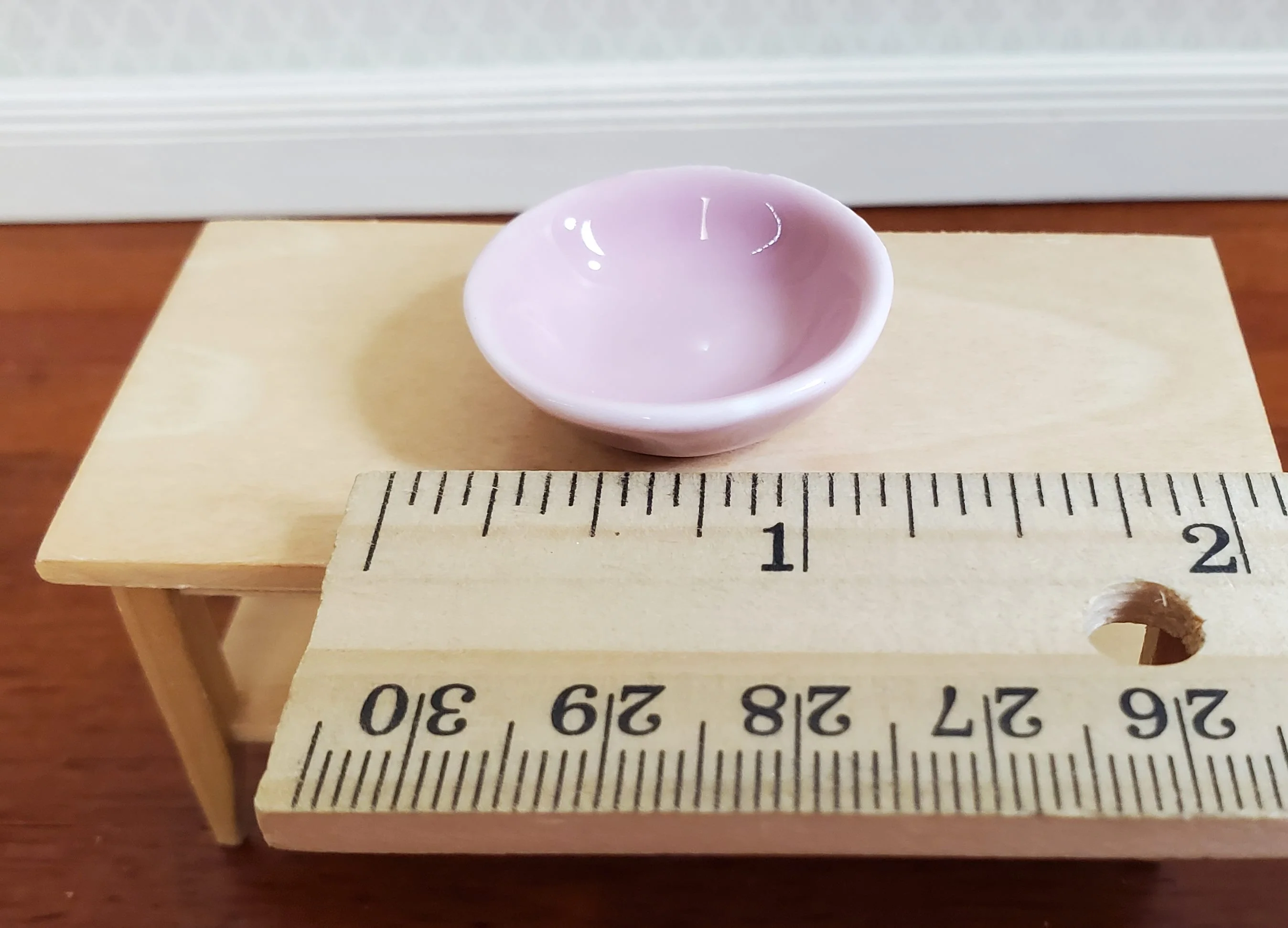 Dollhouse Large Pink Porcelain Bowl 1:12 Scale Miniature - Image 3