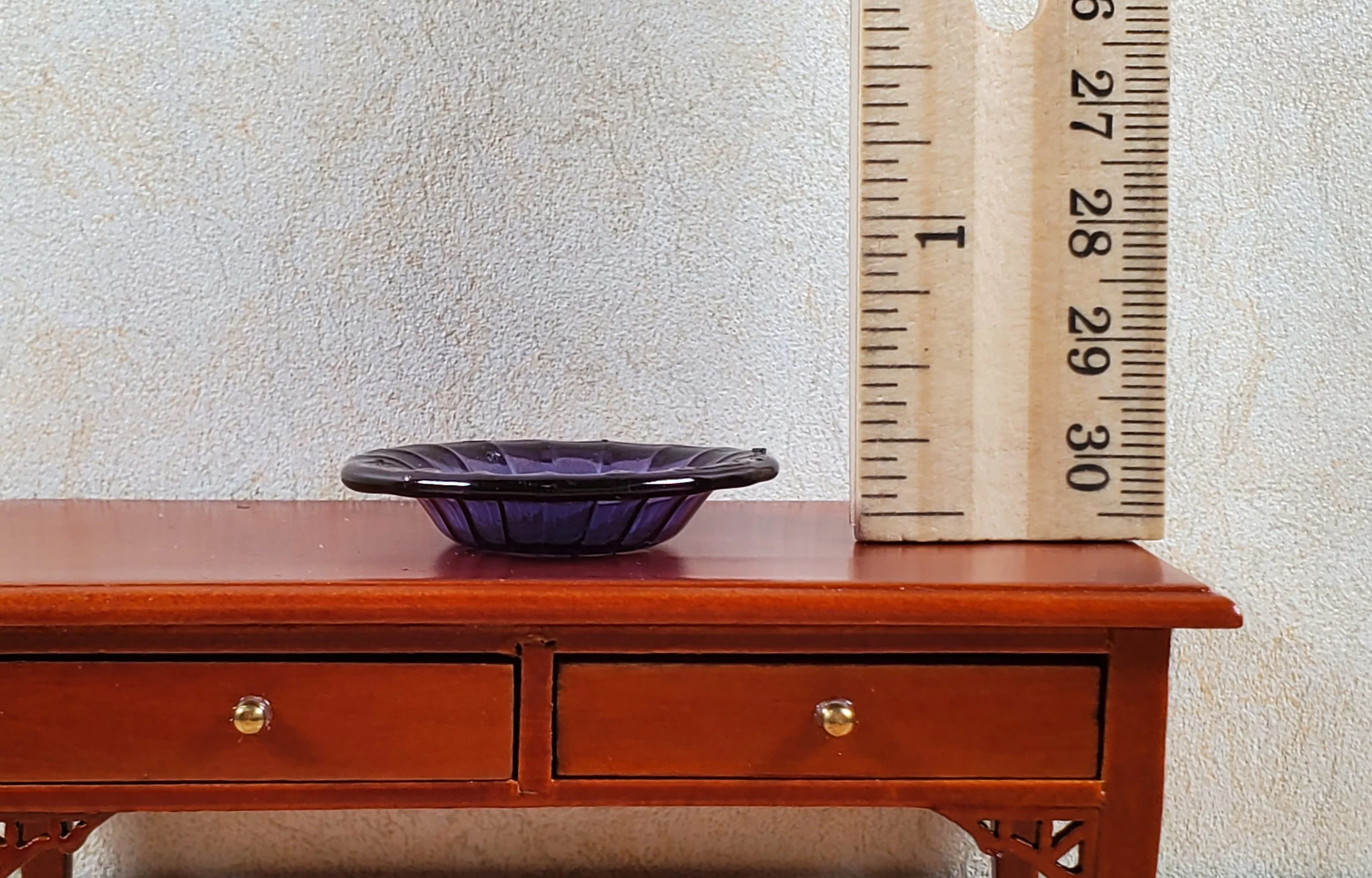 Dollhouse Large Ribbed Glass Bowl Purple 1:12 Scale Miniature Kitchen Dish - Image 4