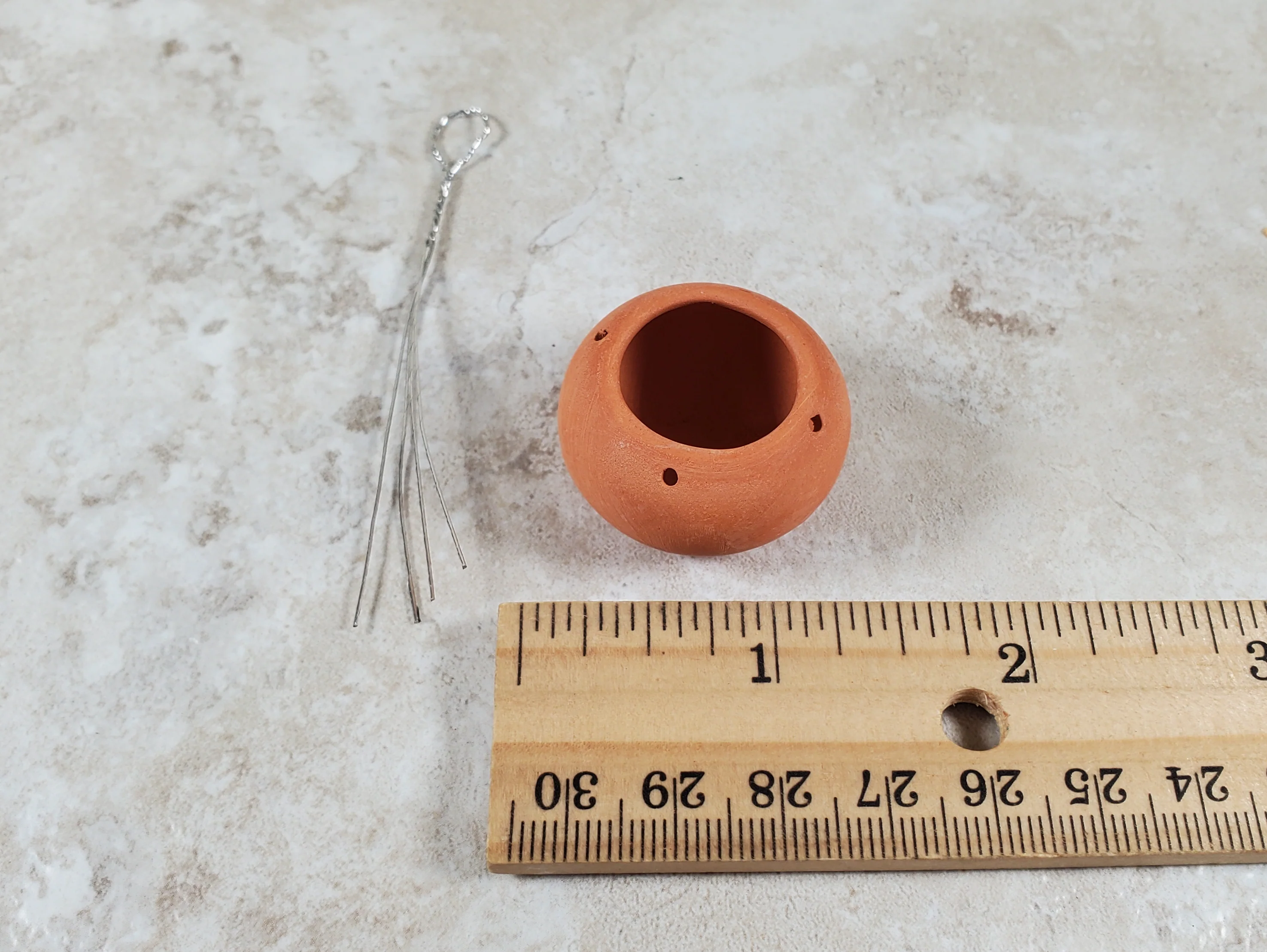 Dollhouse Large Round Hanging Terra Cotta Planter 1:12 Scale Miniature - Image 3