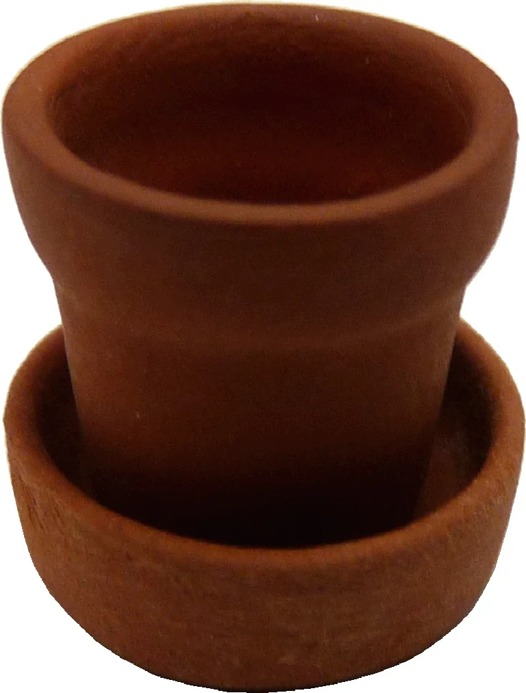 Dollhouse Large Round Terra Cotta Planter Pot with Saucer 1:12 Scale Miniature