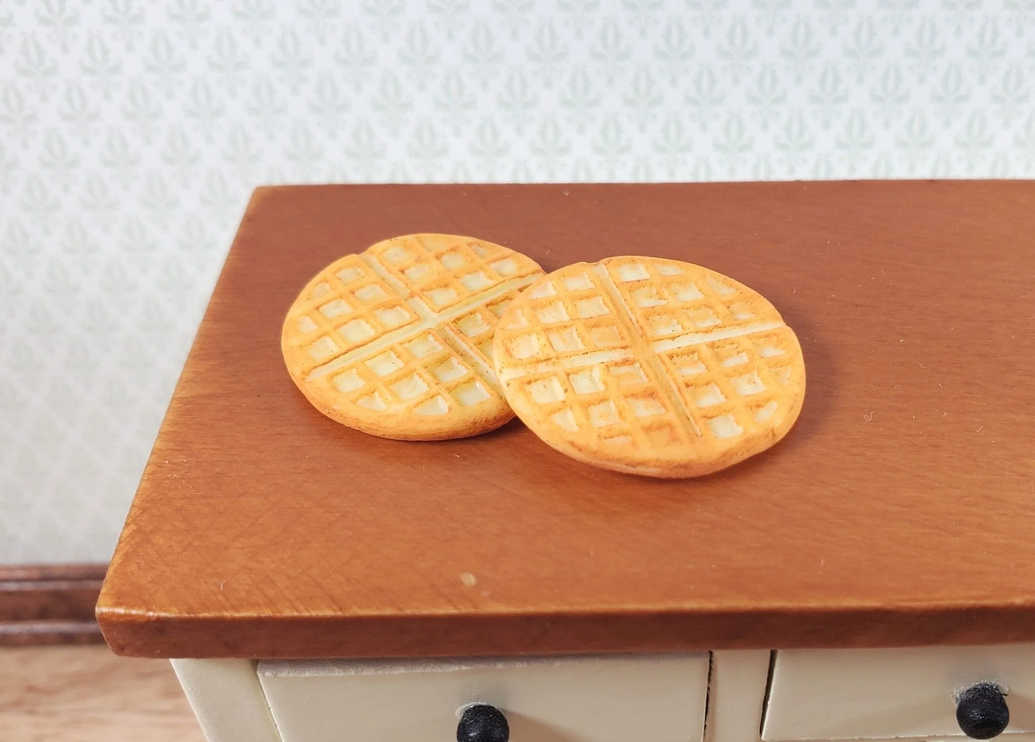 Dollhouse Large Waffles Set of 2 1:12 Scale 1" Miniature Food Kitchen Groceries