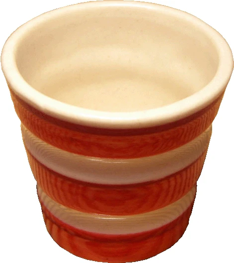 Dollhouse Large White Ceramic Planter Orange Stripes 1:12 Scale Miniature