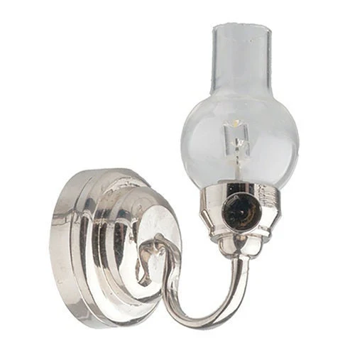 Dollhouse Battery Wall Light Sconce Silver Finish 1:12 Scale Miniature HW2376 - Image 2