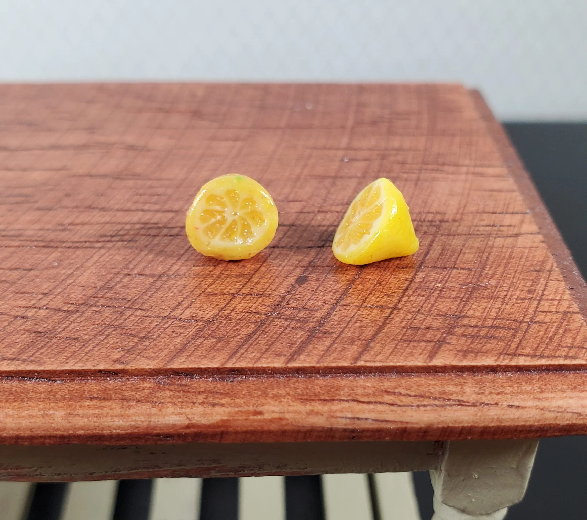 Dollhouse Lemon Halves 2 Pieces 1:12 Scale Miniature Food Handmade