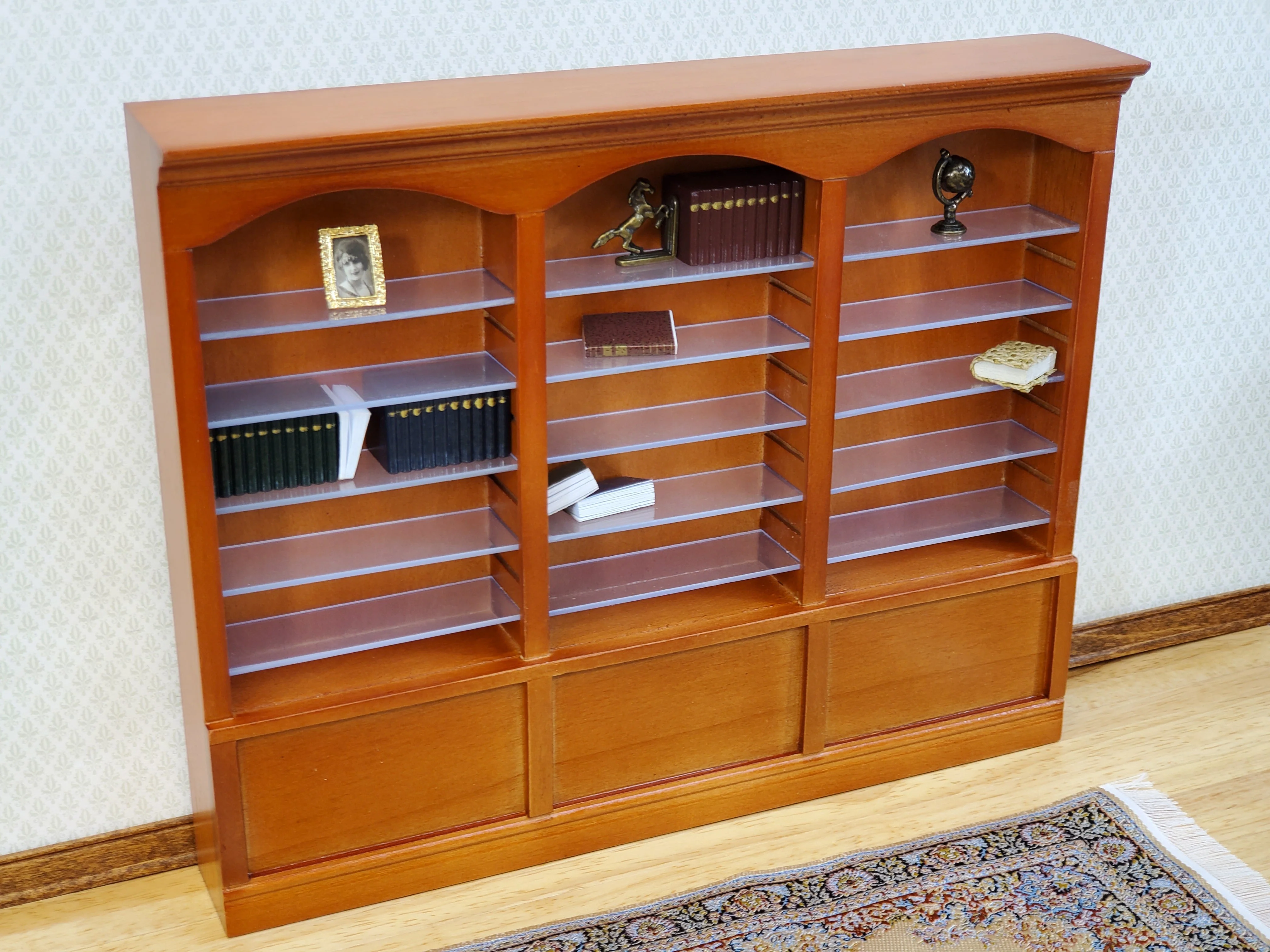 Dollhouse Library Bookcase or Shop Shelves 3 Bay 9 Adjustable Shelves 1:12 Scale Furniture - Image 4