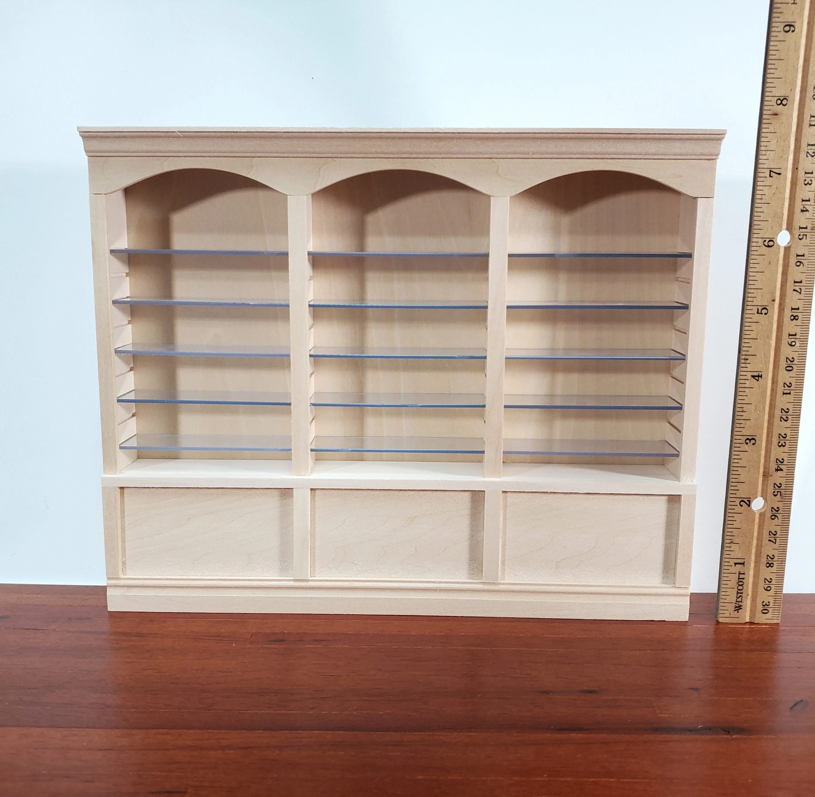 Dollhouse Library Bookcase Shop Shelves 3 Bays Adjustable Shelves 1:12 Scale Furniture - Image 3