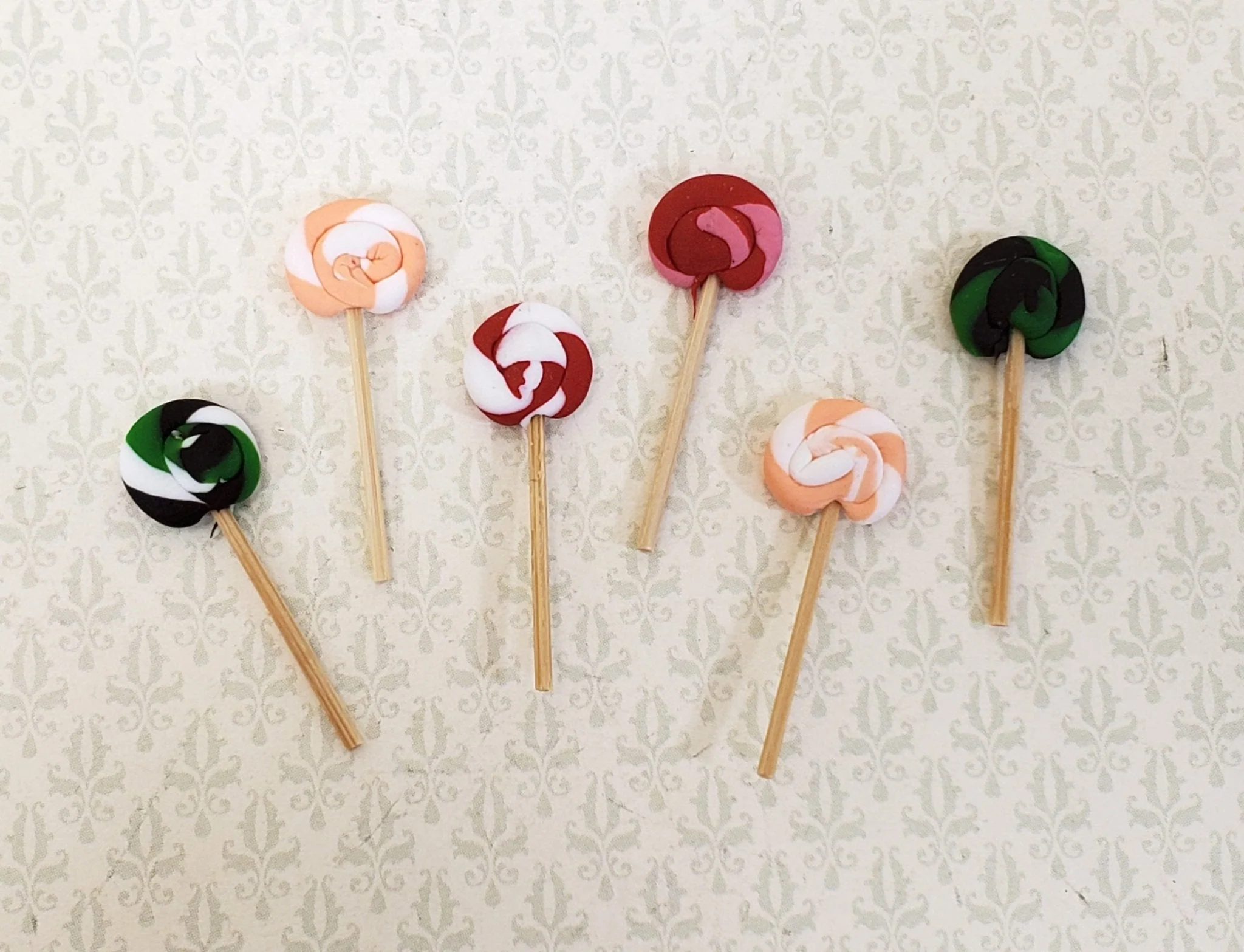 Dollhouse Lollipops on Sticks Set of 6 Colorful 1:12 Scale Miniature Food Sucker