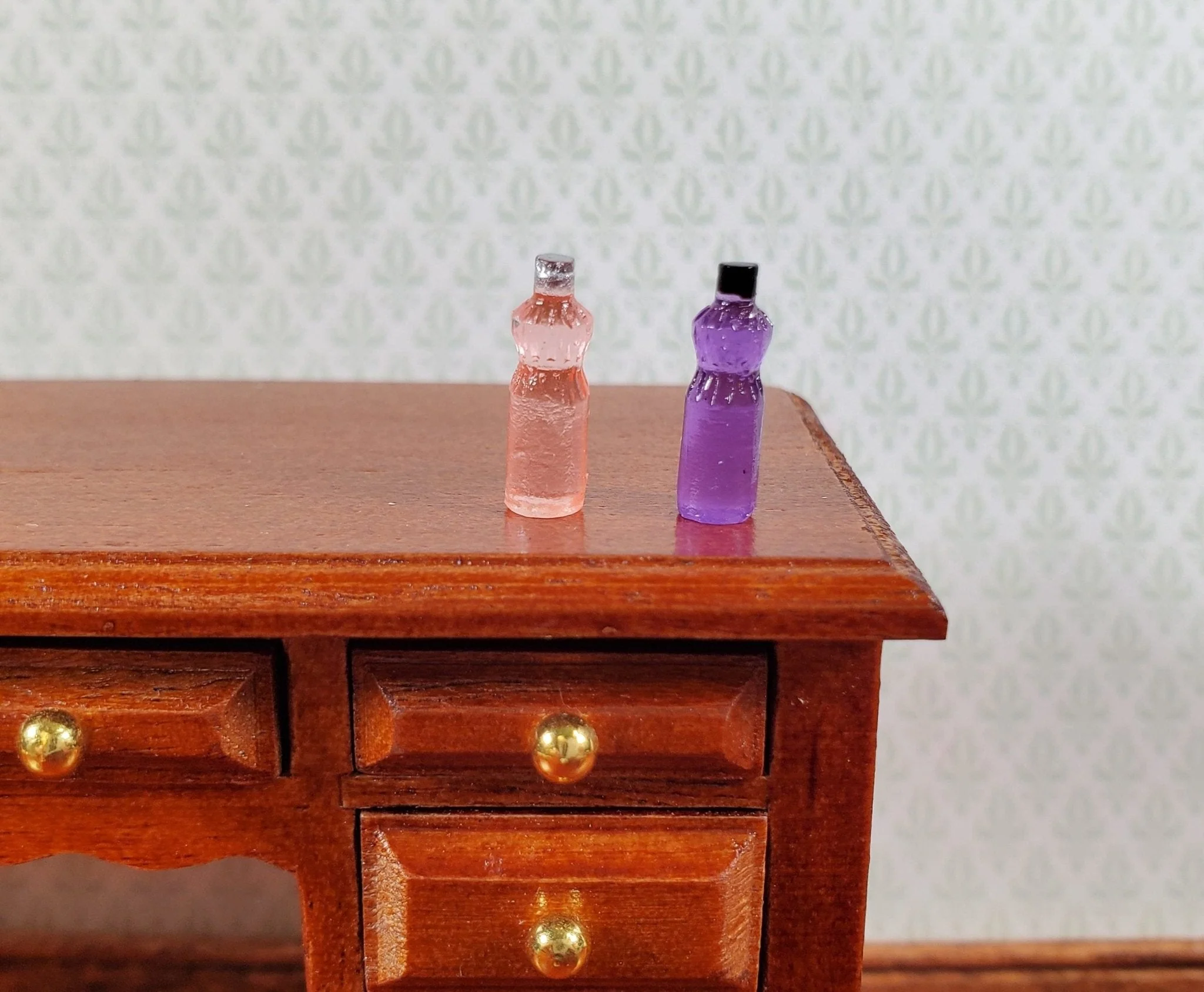 Dollhouse Lotion Vanity Bottles Set of 2 Purple Pink 1:12 Scale Miniature