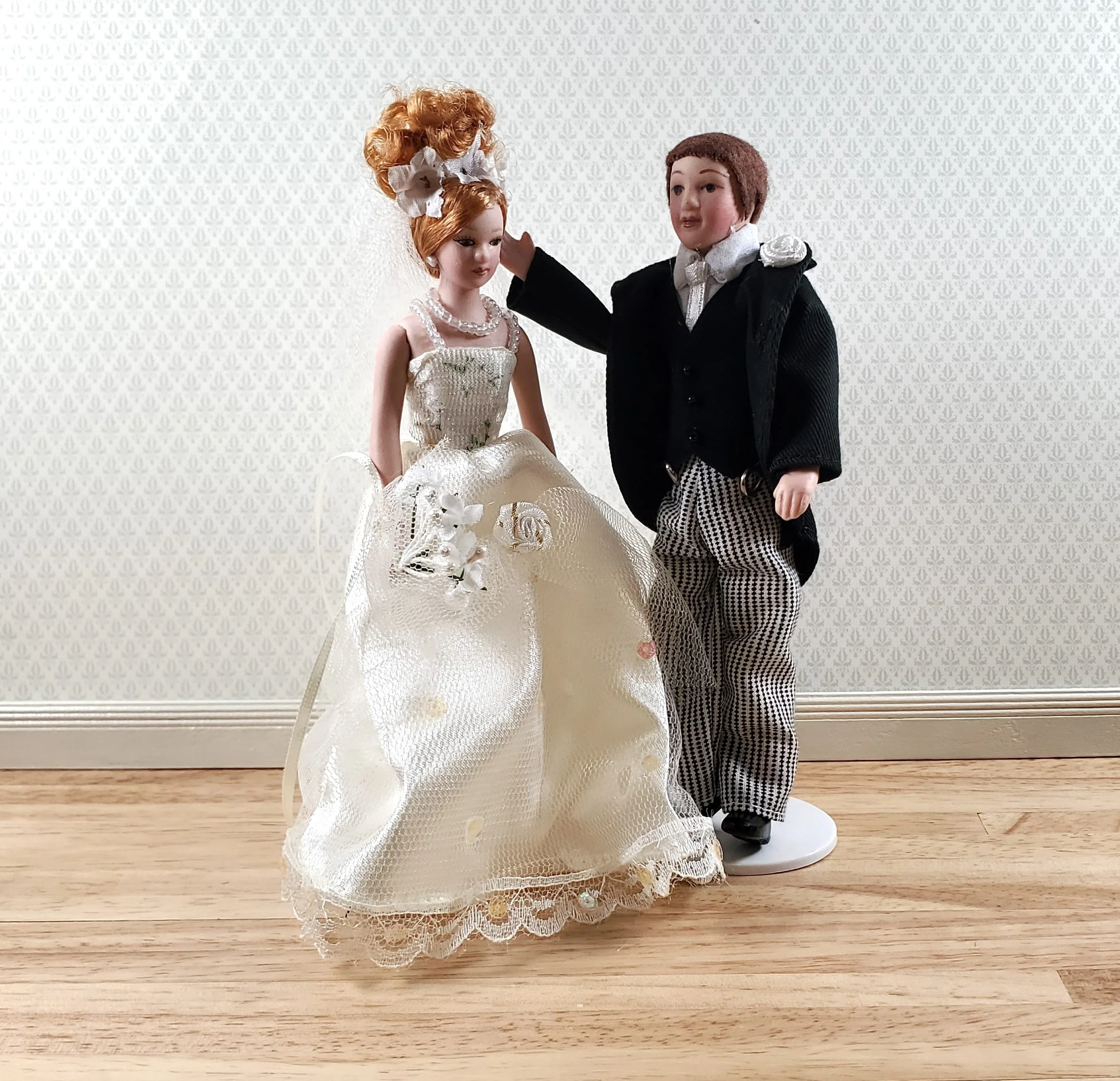 Dollhouse Man Groom in Suit Tux Doll Porcelain Dad Father 1:12 Scale Miniature - Image 3