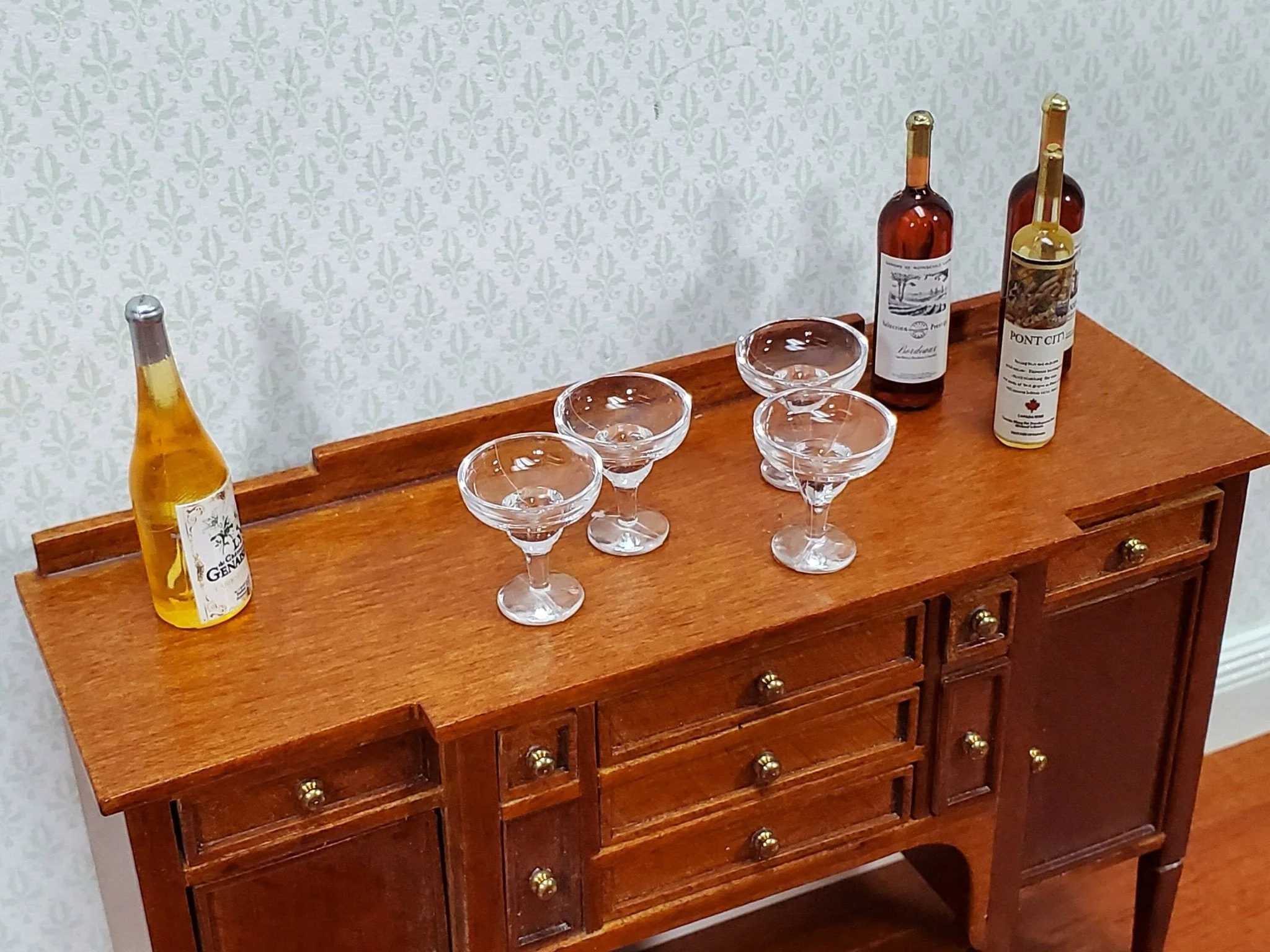 Dollhouse Margarita Glasses Clear (plastic) x4 1:12 Scale Miniature Barware 9/16" - Image 3