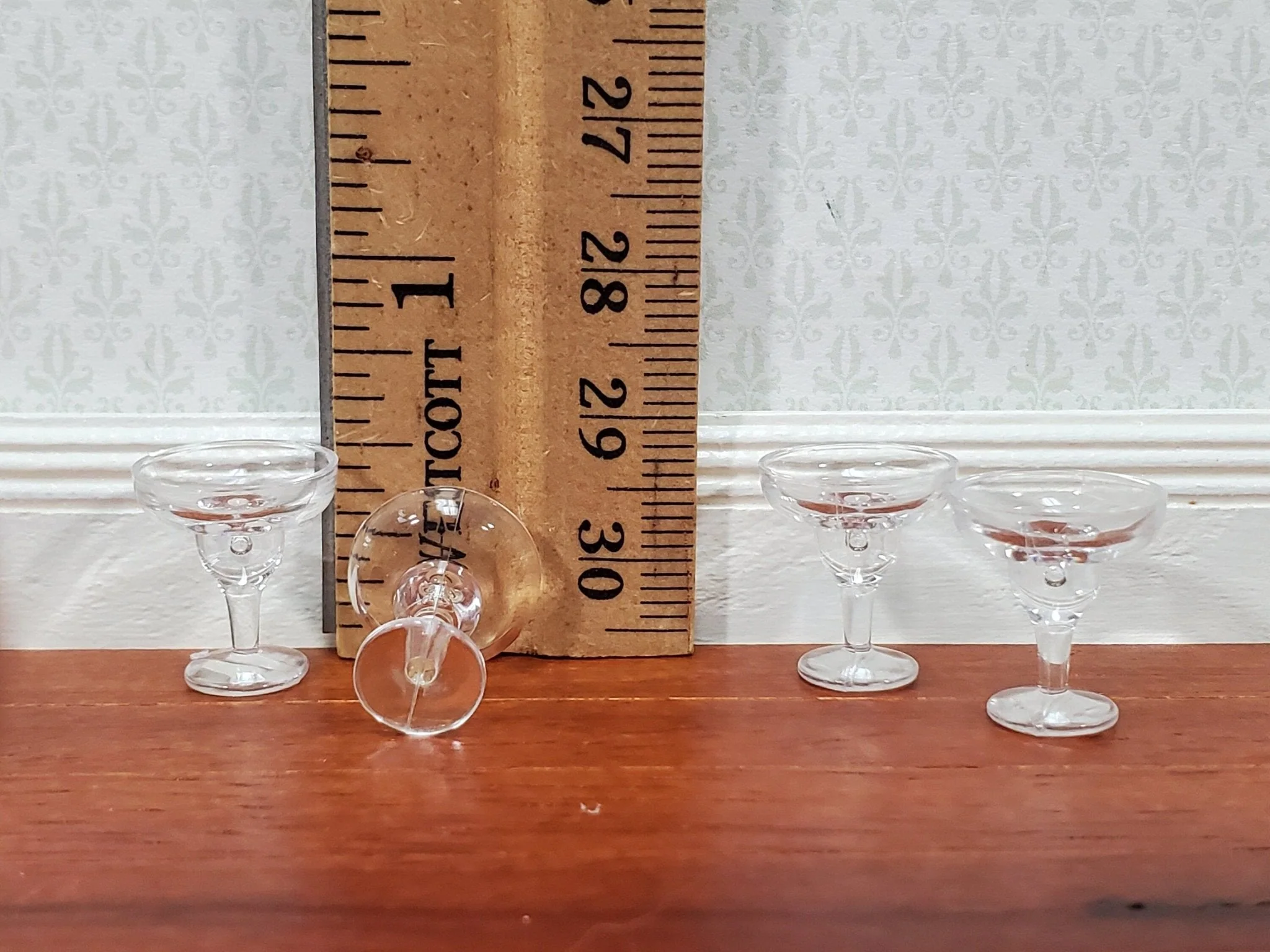 Dollhouse Margarita Glasses Clear (plastic) x4 1:12 Scale Miniature Barware 9/16" - Image 4
