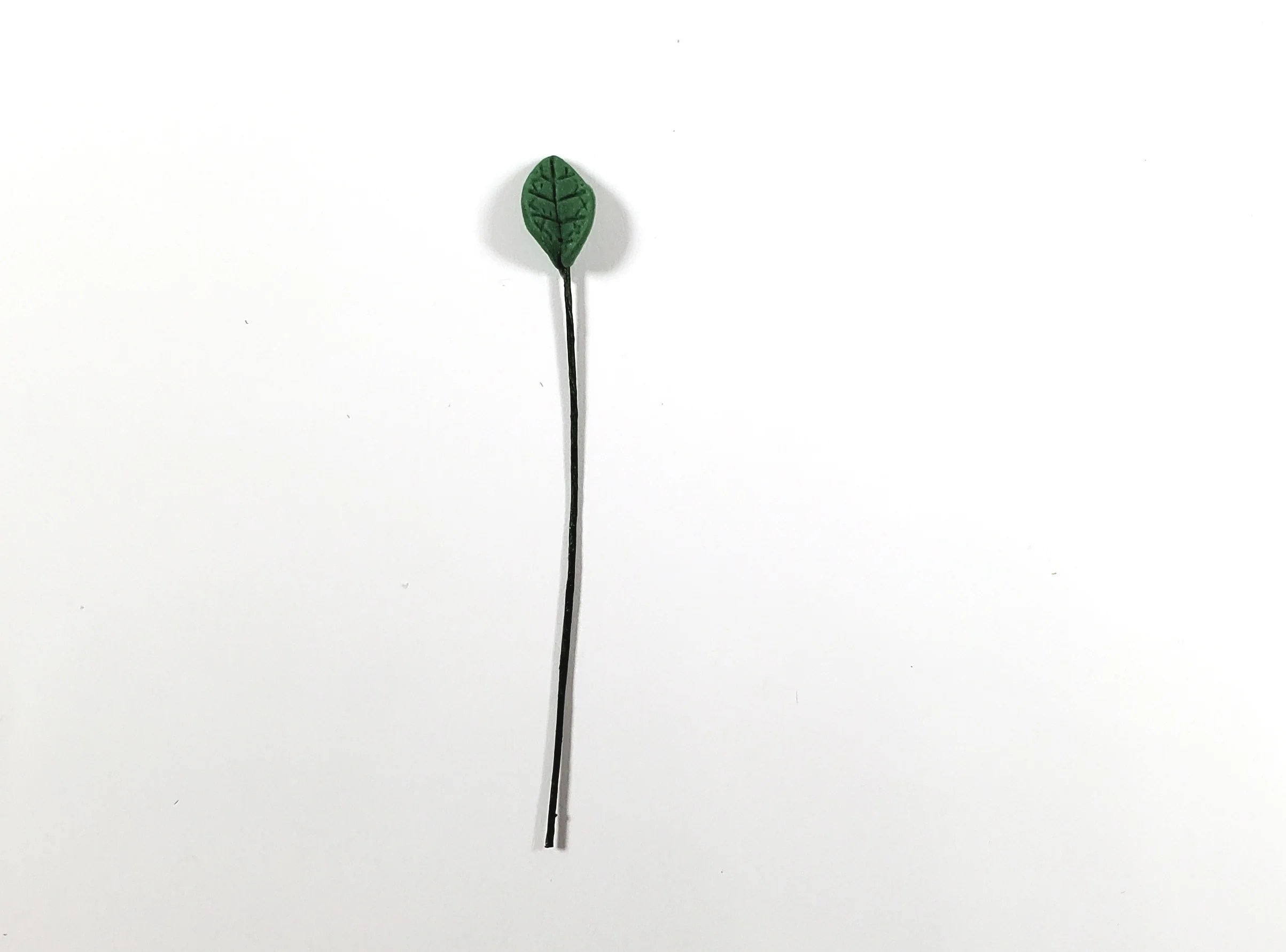 Dollhouse Medium Green Leaves Long Stem Set of 10 Oval 1:12 Scale Miniature - Image 2