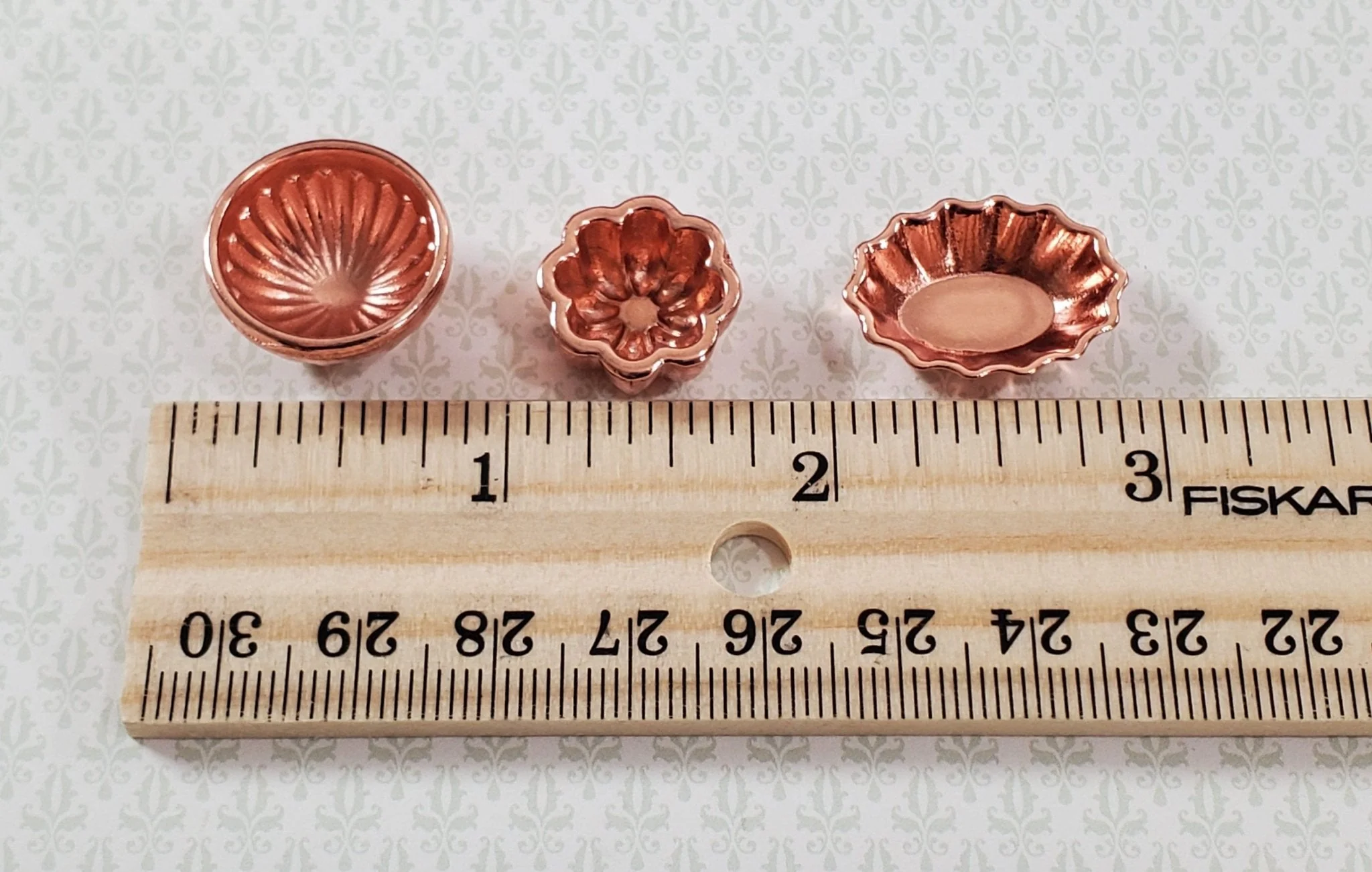 Dollhouse Metal Copper Jelly Molds 1:12 Scale Miniature Kitchen Decor Dishes - Image 5