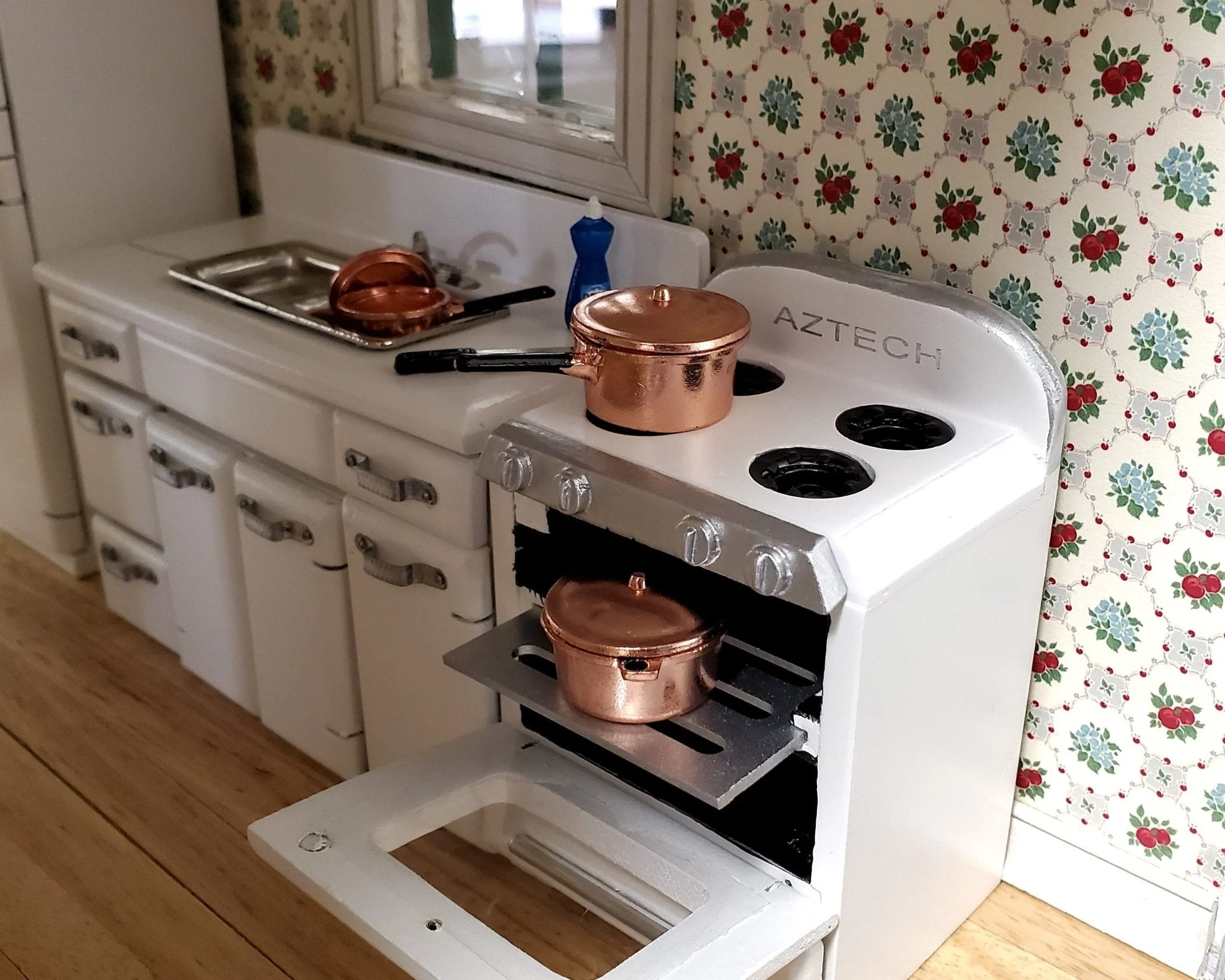 Dollhouse Metal Copper Pots & Pans Removable Lids 1:12 Scale Miniatures - Image 4
