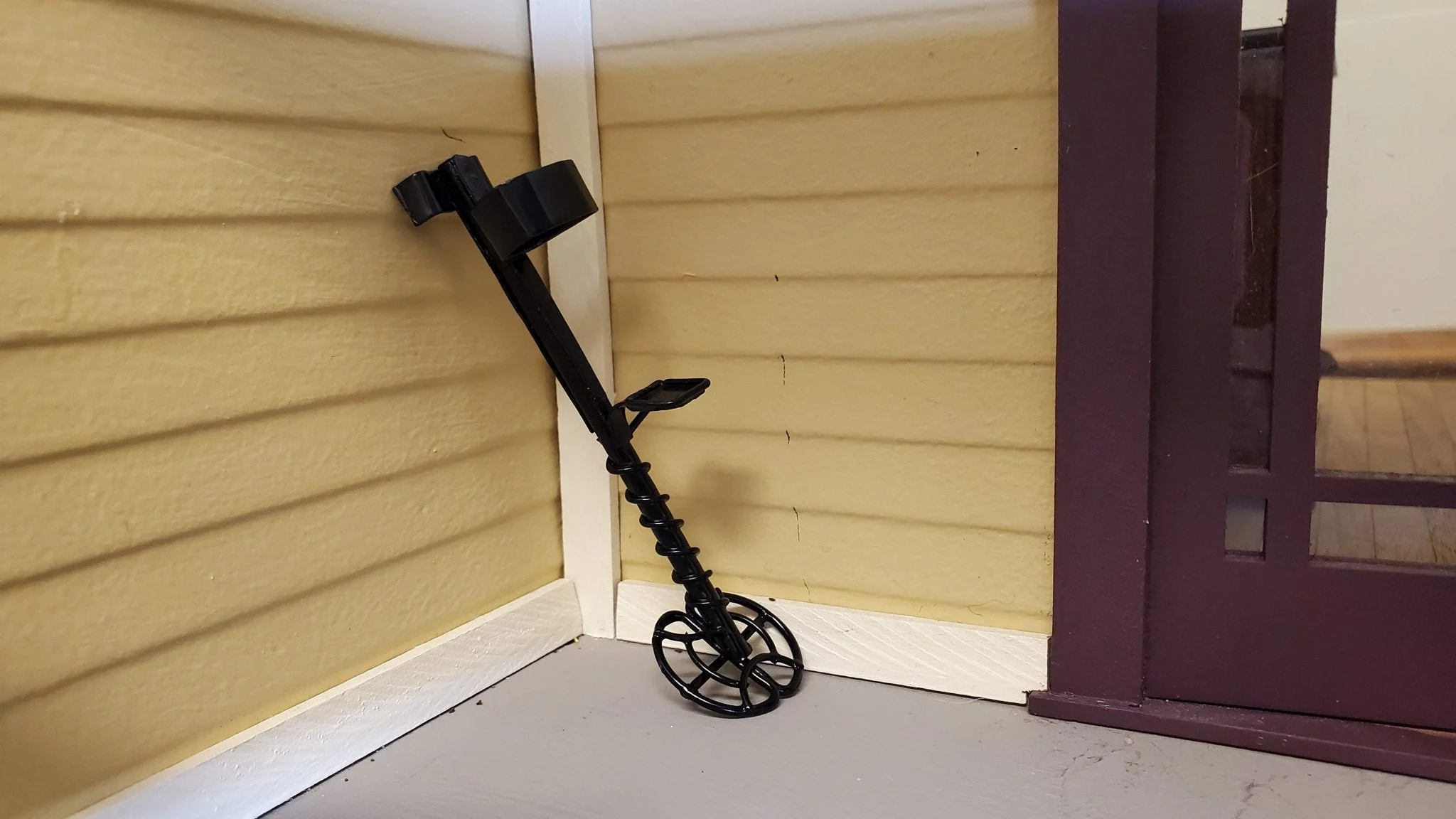 Dollhouse Metal Detector Black 1:12 Scale Miniature Prop Garage