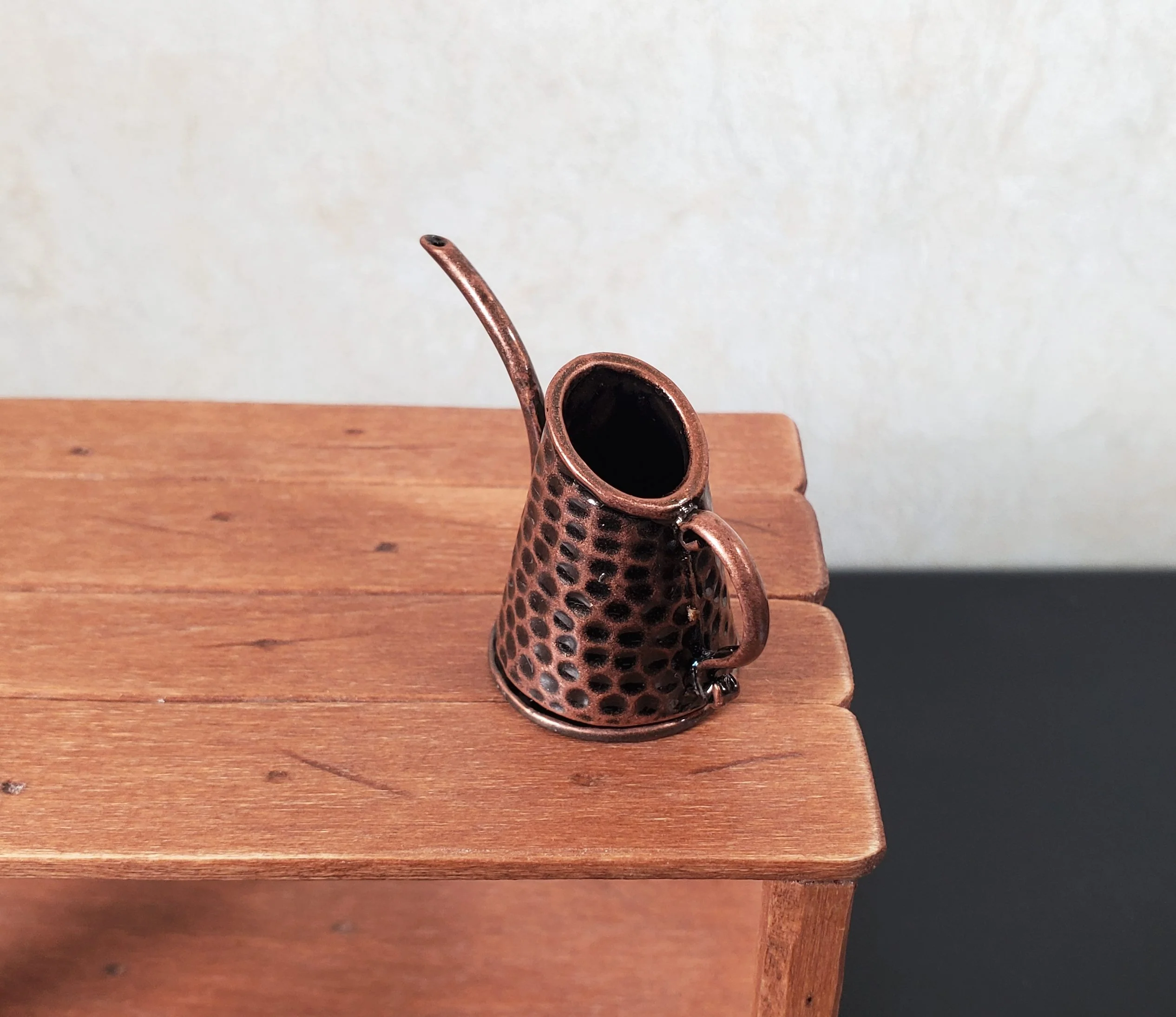 Dollhouse Metal Watering Hammered Copper Look 1:12 Scale Miniature Garden - Image 2