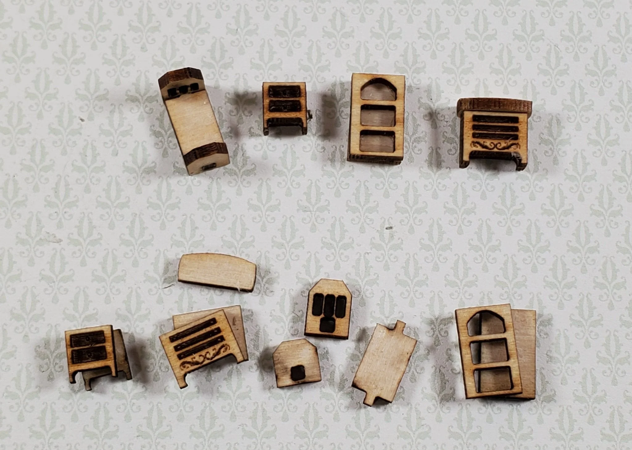 Dollhouse Tiny 1:144 Scale Bedroom Set KIT DIY Bed Dresser Miniature Furniture - Image 2