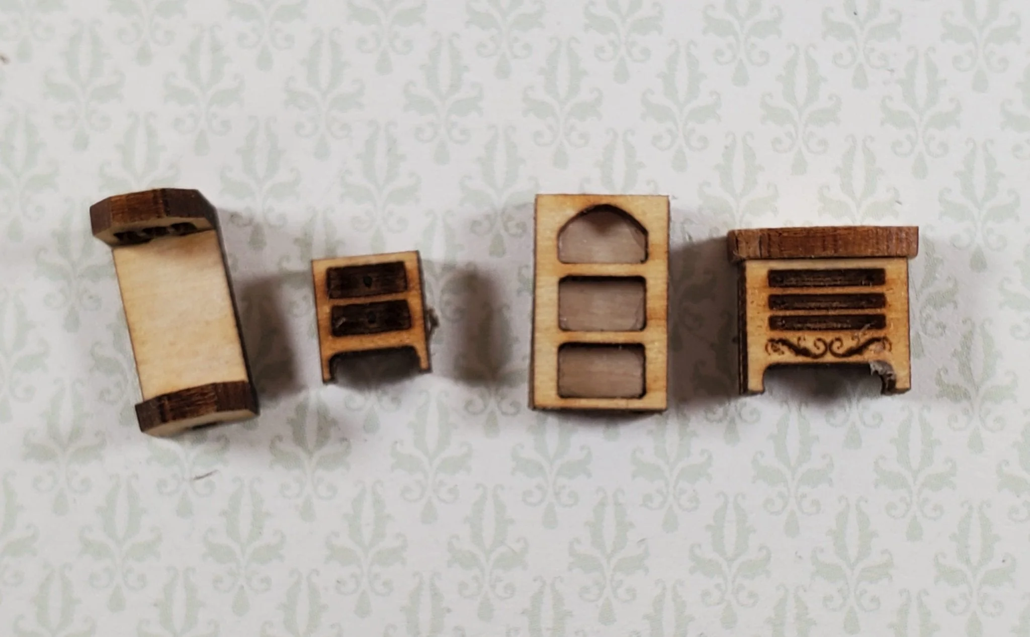 Dollhouse Tiny 1:144 Scale Bedroom Set KIT DIY Bed Dresser Miniature Furniture - Image 4