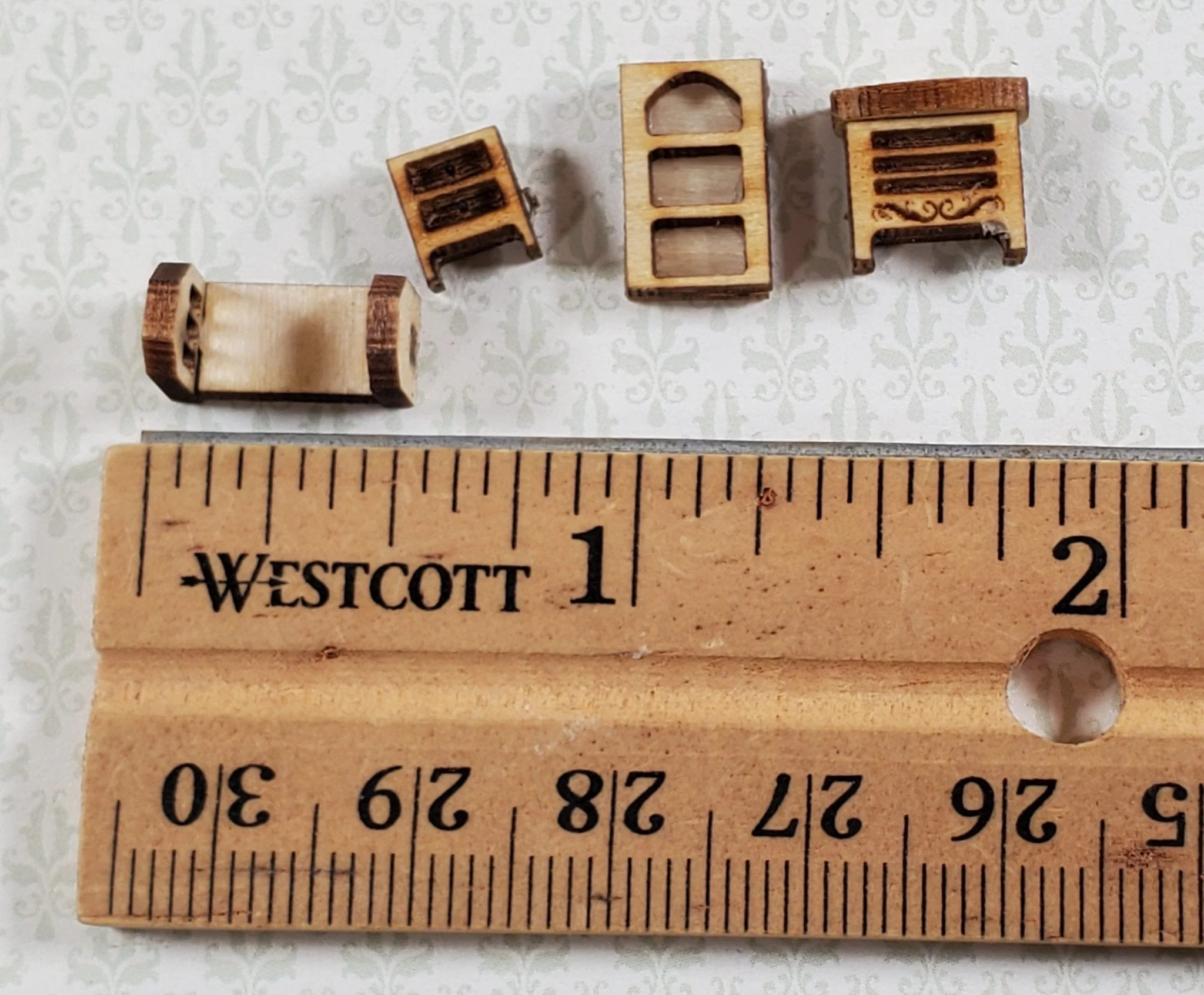 Dollhouse Tiny 1:144 Scale Bedroom Set KIT DIY Bed Dresser Miniature Furniture - Image 7