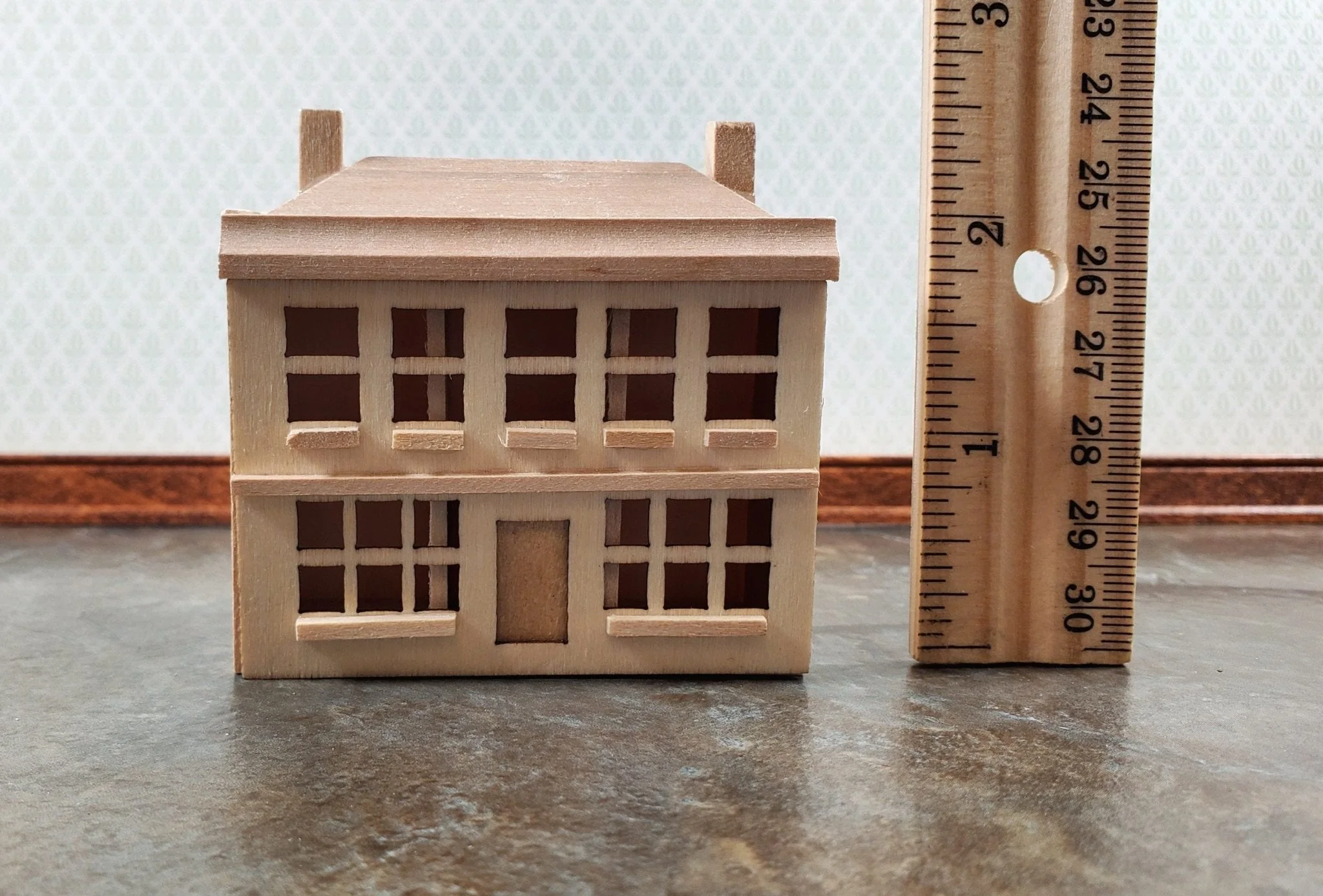 1:144 Scale Dollhouse Front Opening 6 Rooms Unpainted Wood Miniature - Image 4