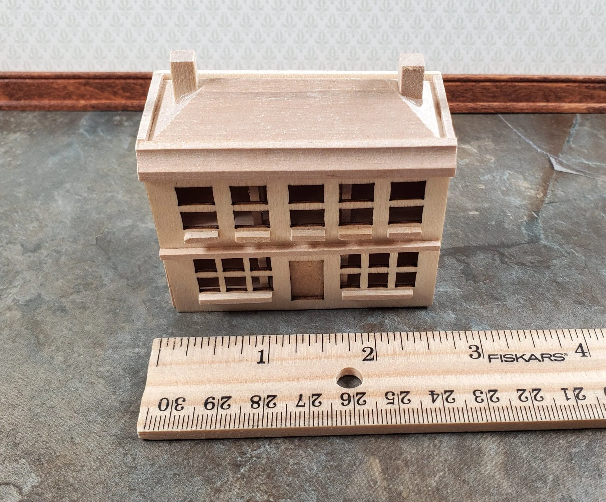 1:144 Scale Dollhouse Front Opening 6 Rooms Unpainted Wood Miniature - Image 5