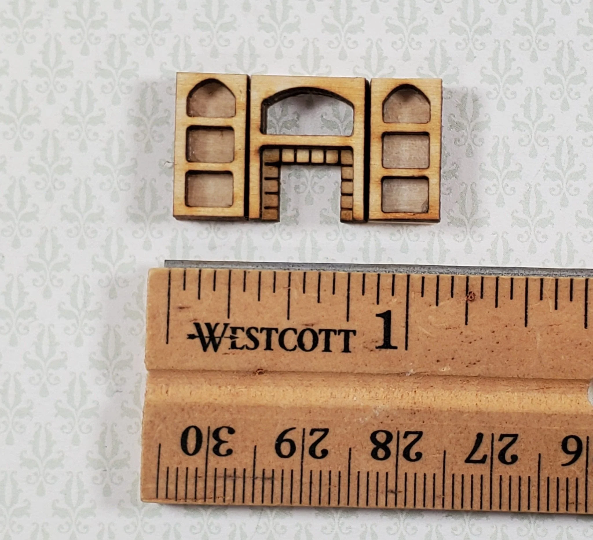 Dollhouse Miniature 1:144 Scale Fireplace and Bookcase Set KIT DIY - Image 4