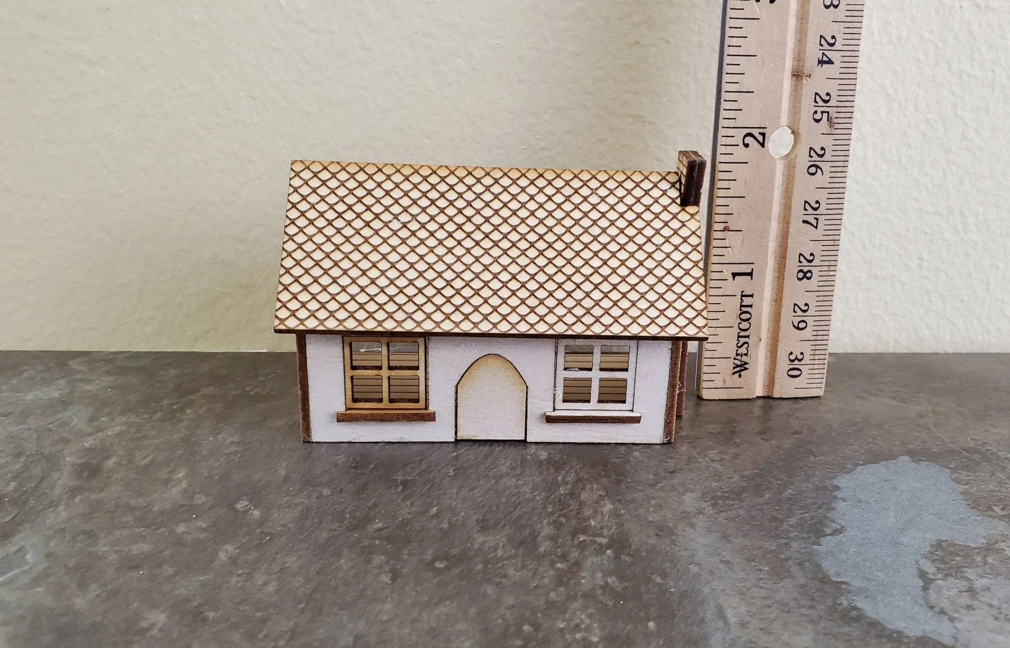 Dollhouse Miniature 1:144 Scale Kit House 1 1/2 Story with Chimney - Image 6