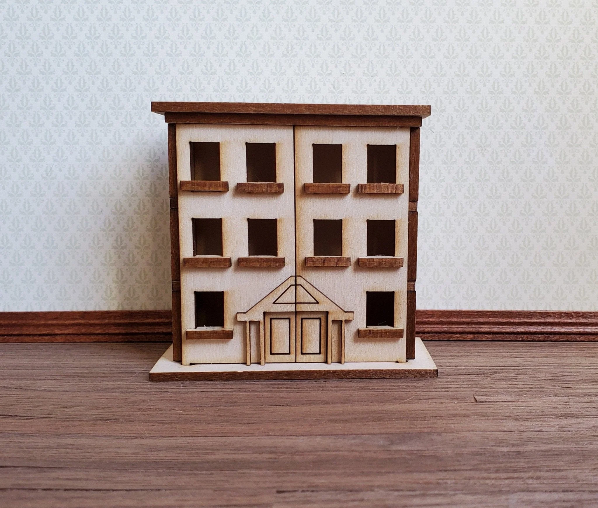 Dollhouse Miniature 1:144 Scale Kit House 3 Story Front Opening 6 Rooms