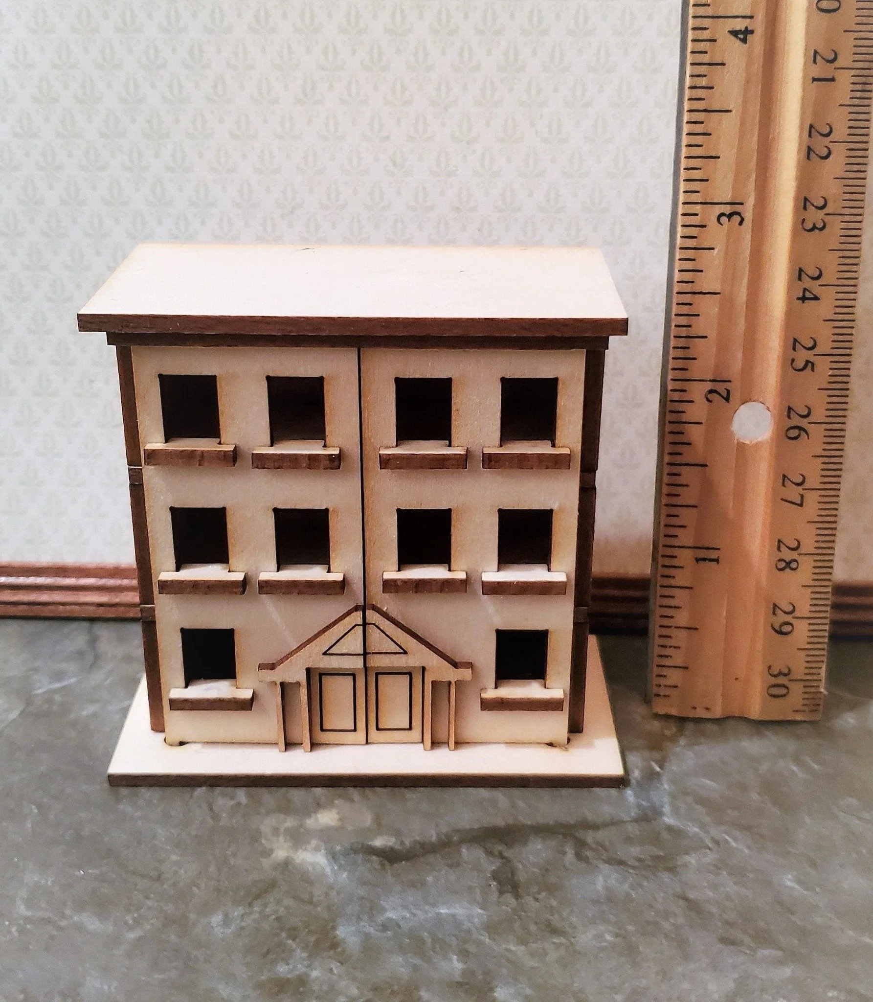 Dollhouse Miniature 1:144 Scale Kit House 3 Story Front Opening 6 Rooms - Image 4