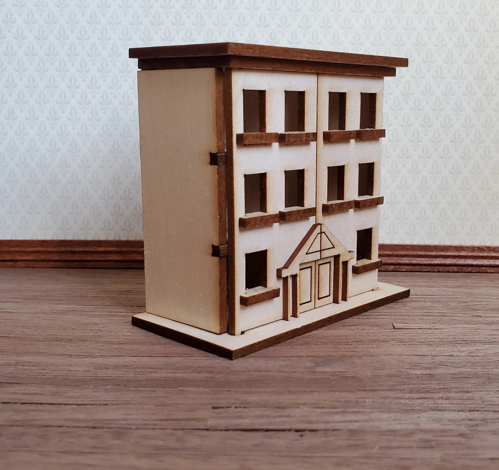 Dollhouse Miniature 1:144 Scale Kit House 3 Story Front Opening 6 Rooms - Image 5