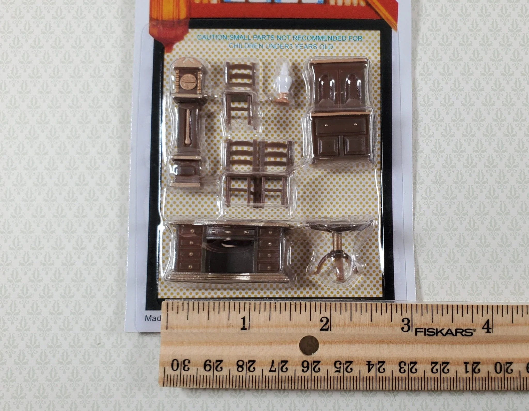 Dollhouse Miniature 1:48 Quarter Scale Dining Room Set Table Chairs Buffet - Image 3