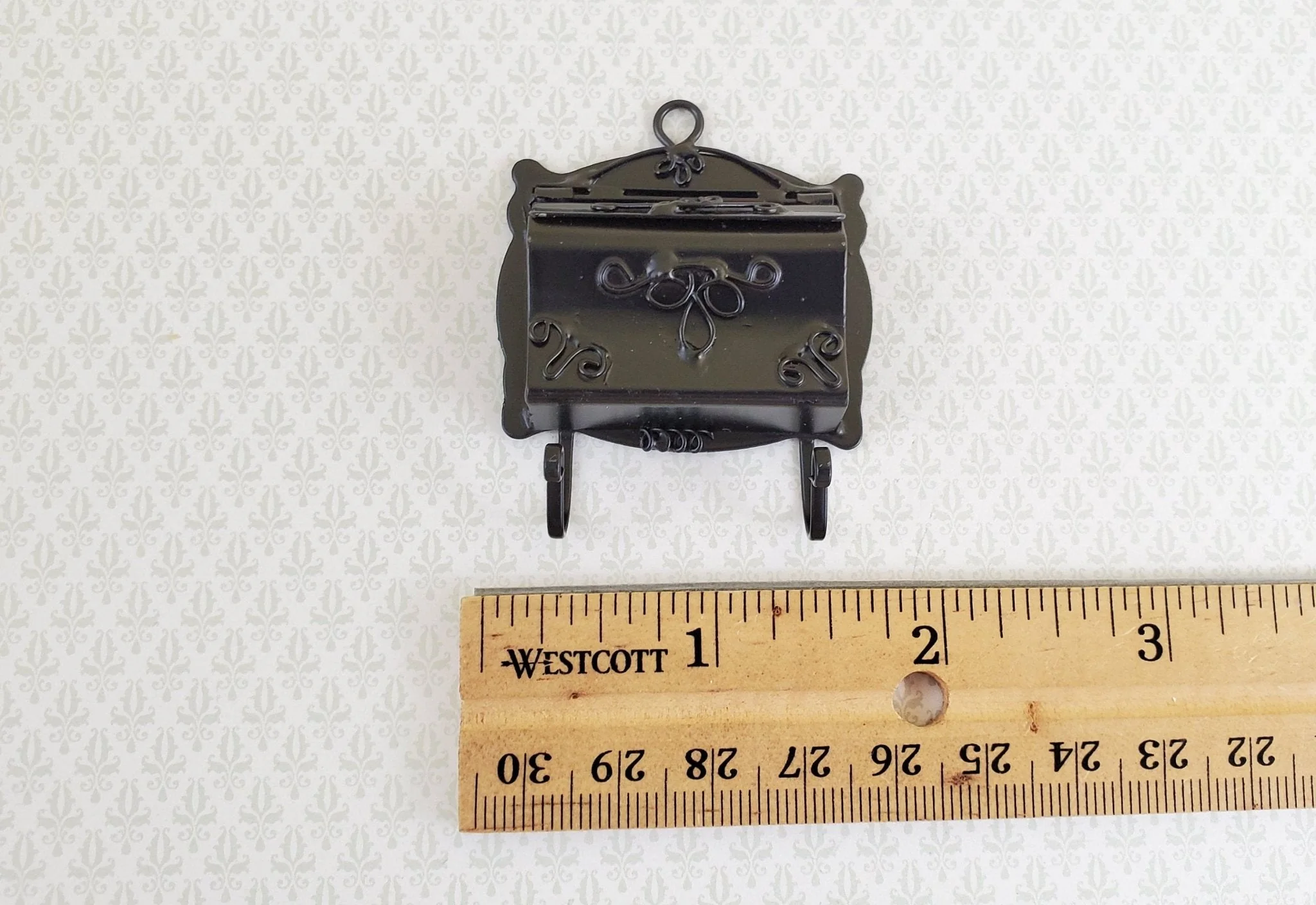 Dollhouse Miniature 1:6 Scale Mailbox Black Opens with Newspaper Hooks Playscale - Image 3