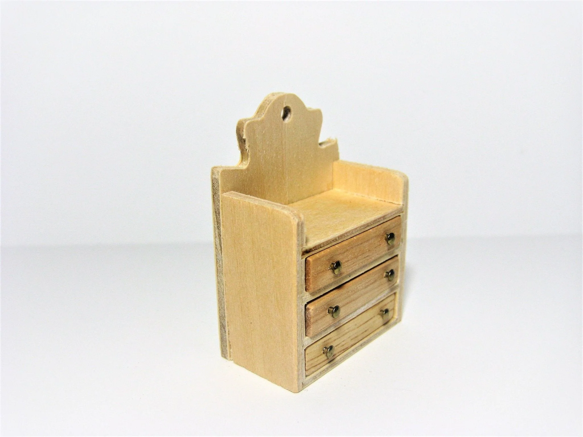 Dollhouse Miniature 3 Drawer Chest Small Cabinet Unfinished 1:12 Scale - Image 2