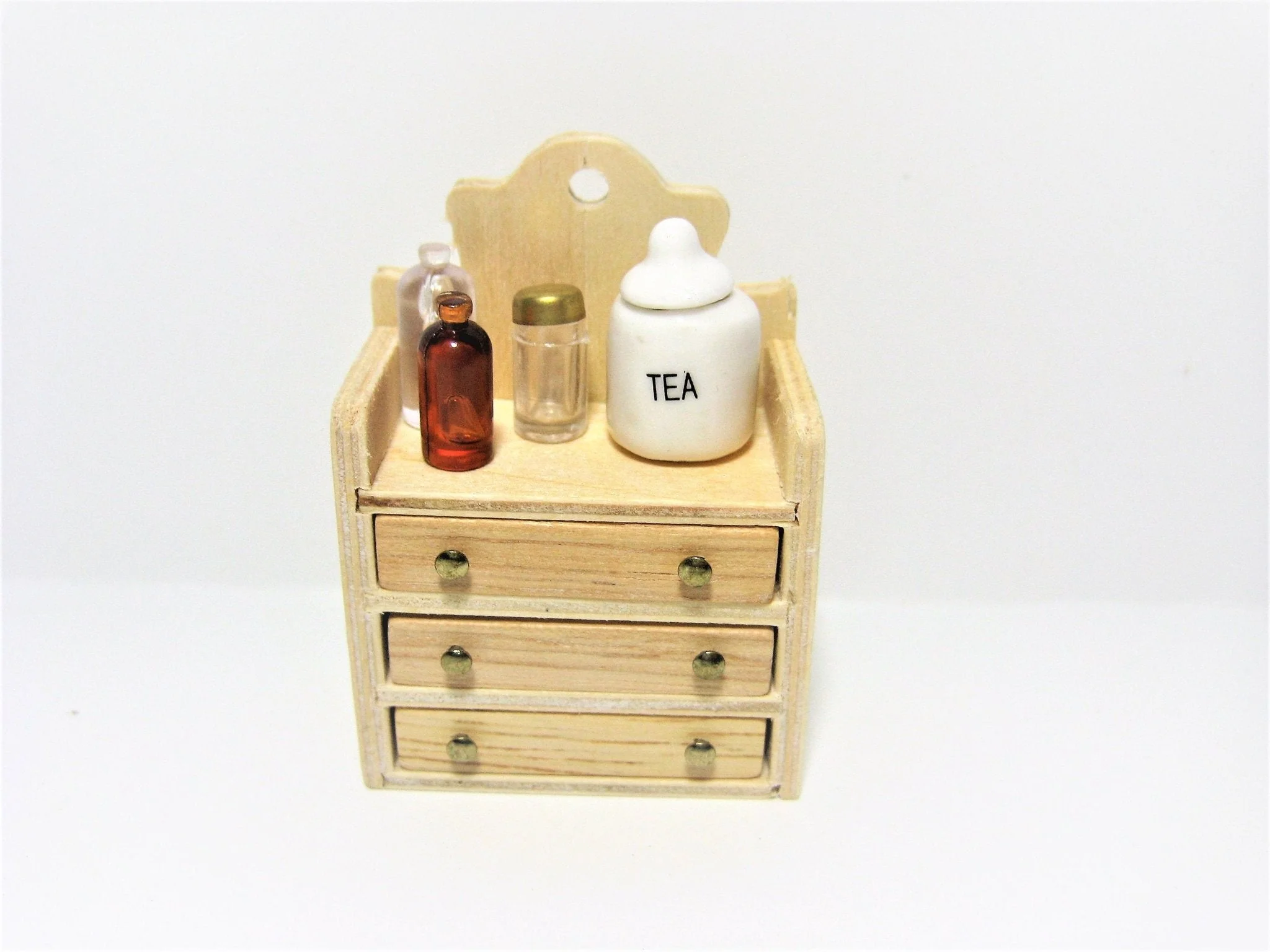 Dollhouse Miniature 3 Drawer Chest Small Cabinet Unfinished 1:12 Scale - Image 3